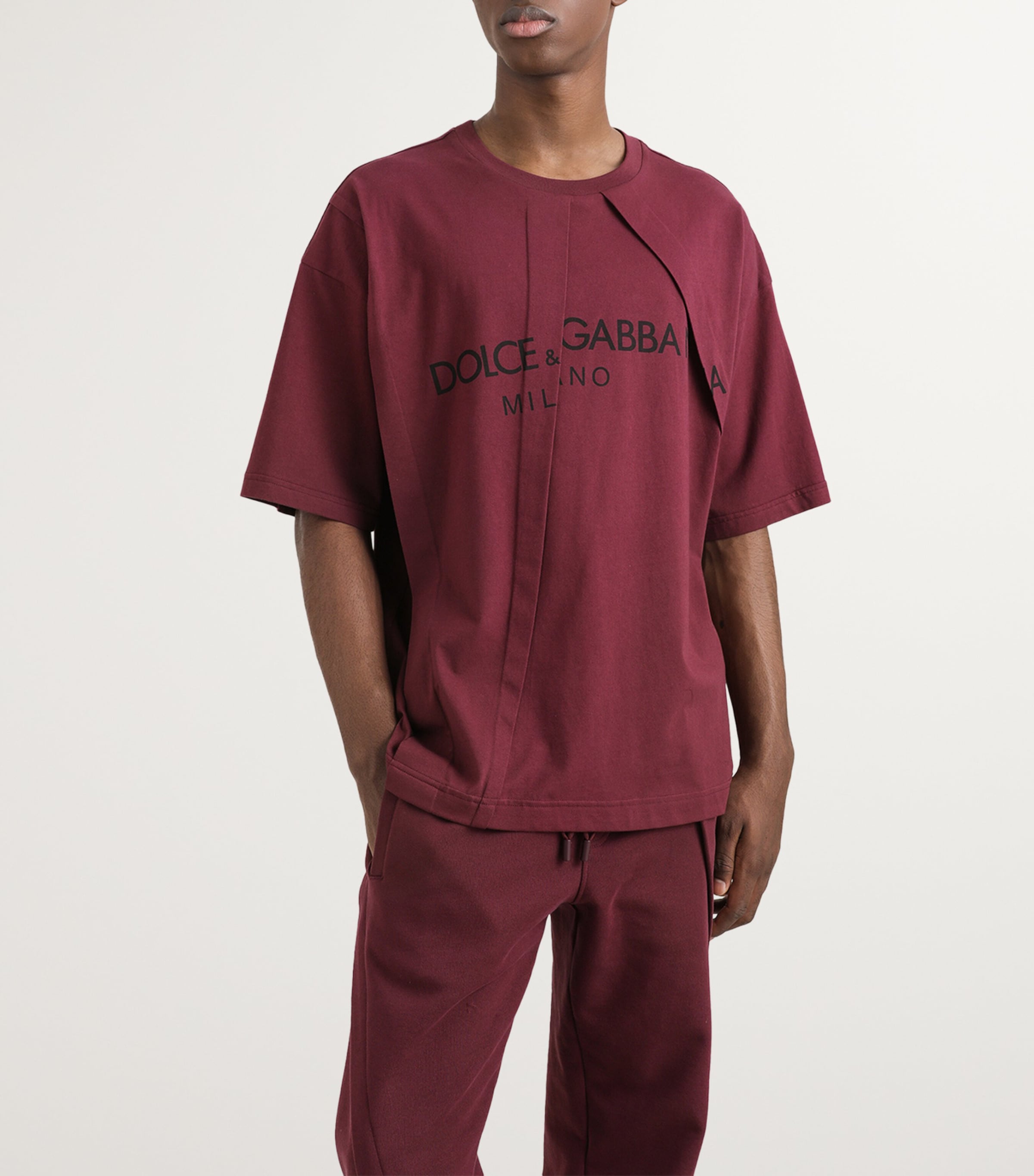 Cotton Pleated Logo T-Shirt F0130-AUBERGINE Image 3