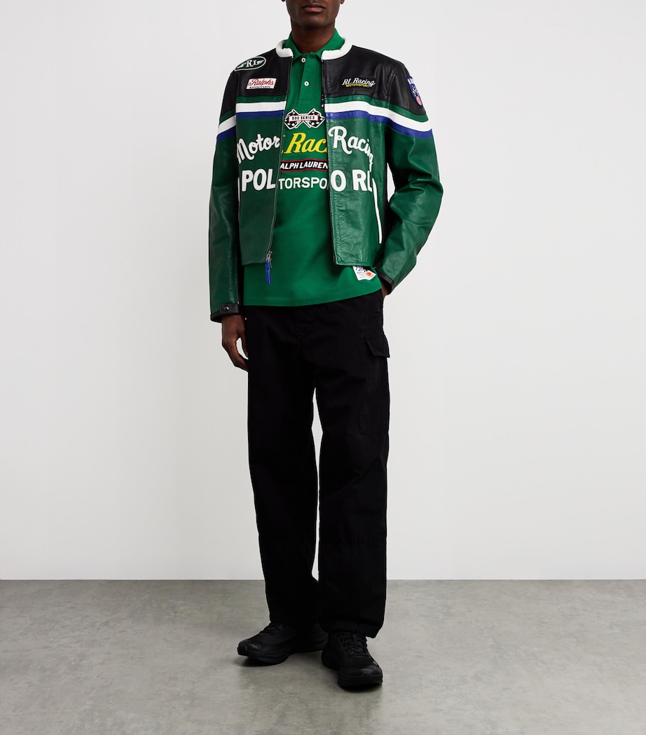 Cotton Racing Polo Shirt GREEN Image 2