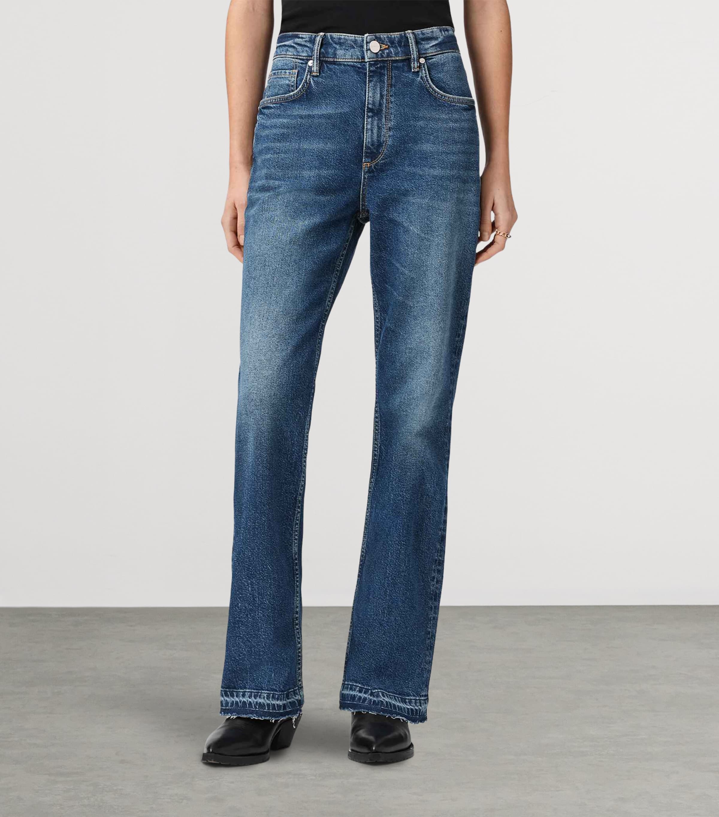 AllSaints Womens Bootcut Fable Mid-Rise Jeans Mid Indigo Image 3