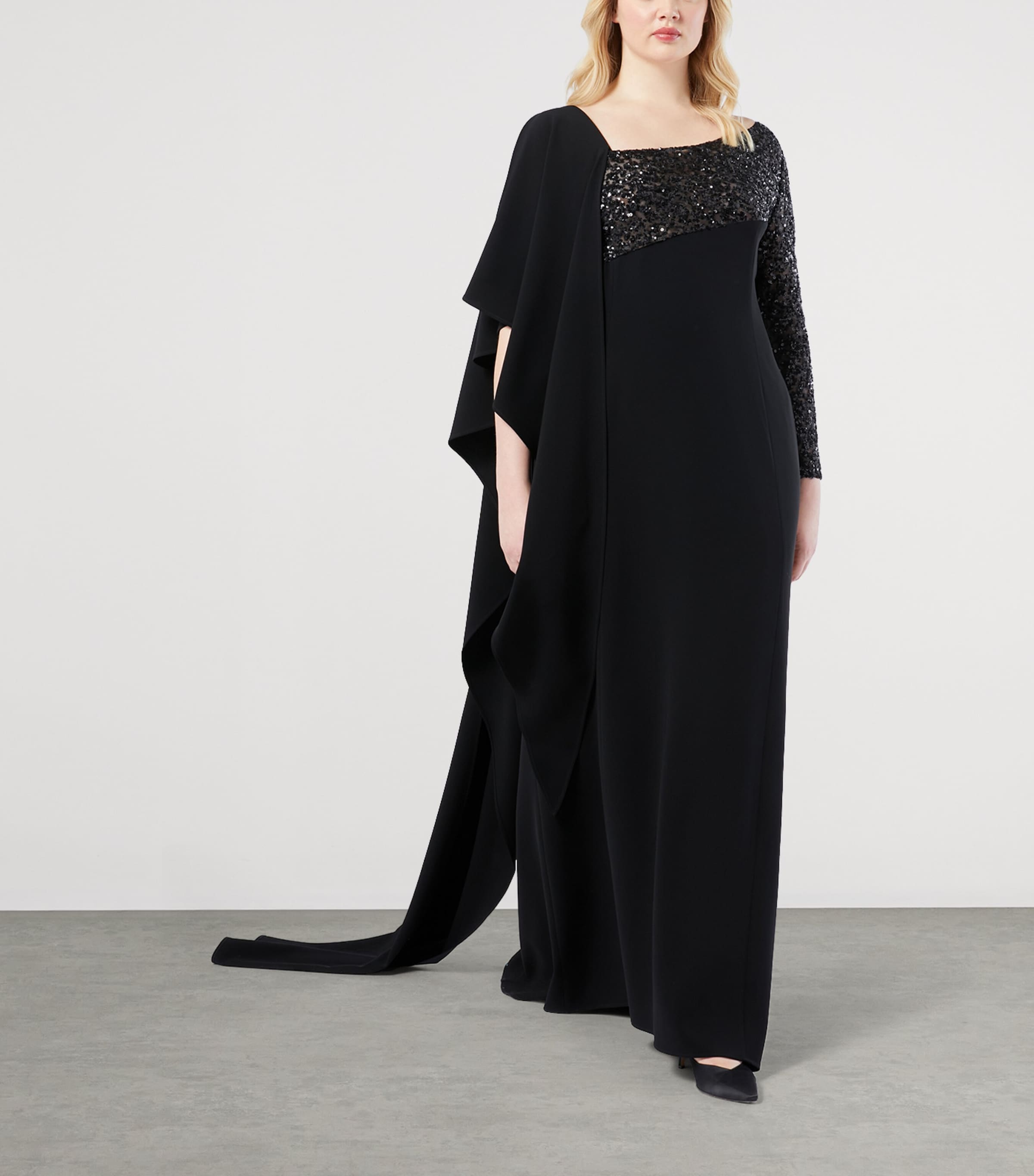 Sequin Crepe Maxi Dress BLACK Image 4