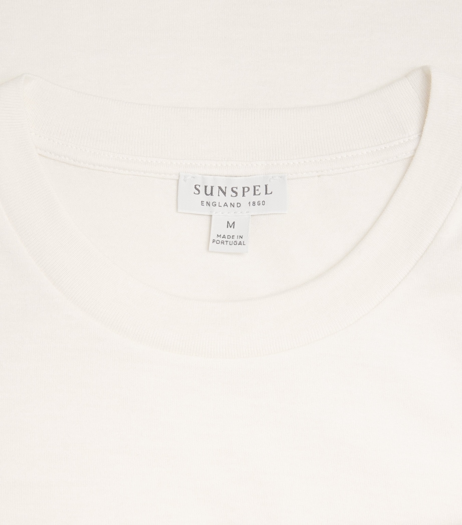 Sunspel Mens Cotton-Silk-Cashmere T-Shirt Whaa White Image 6