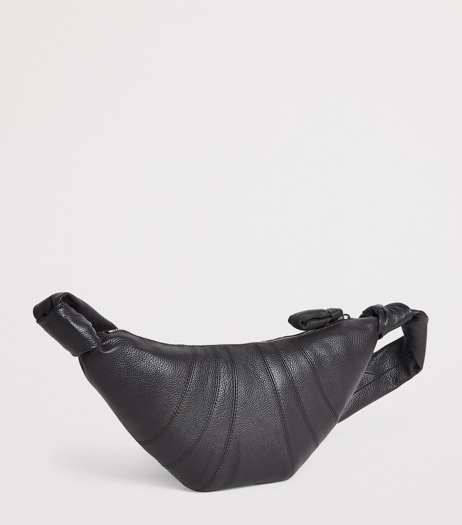 Small Grained Leather Croissant Cross-Body Bag BR490 DARK CHOCOLATE Image 3