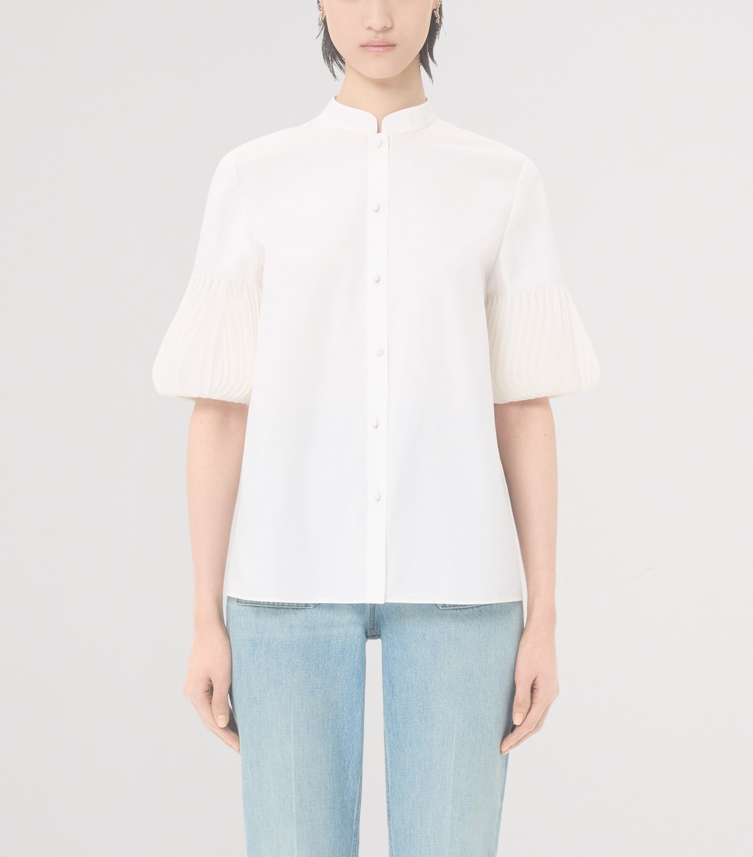Valentino Womens Cotton Organza-Cuff Shirt Image 2