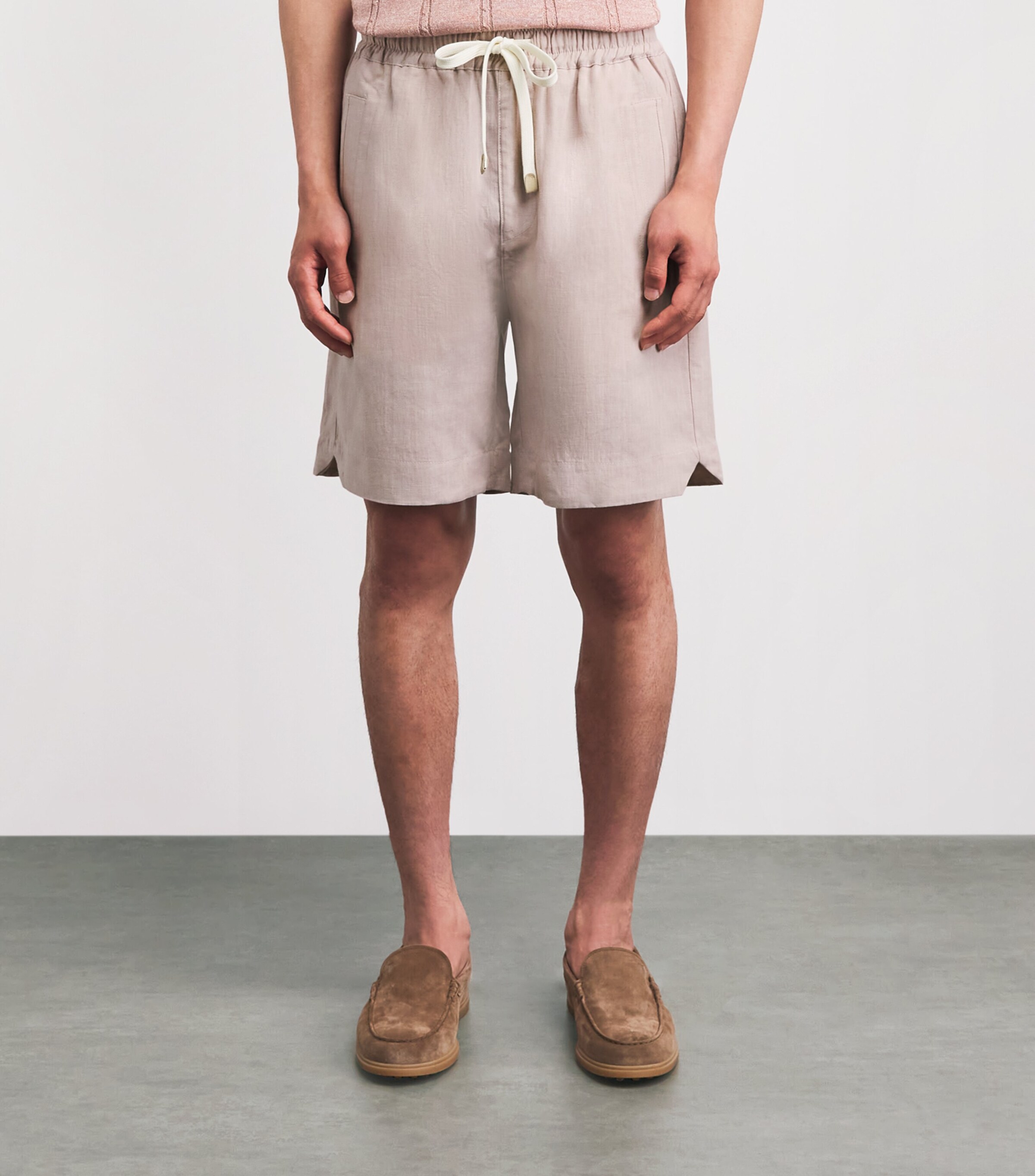 Eleventy Mens Linen Drawstring Bermuda Shorts Cipria Image 4
