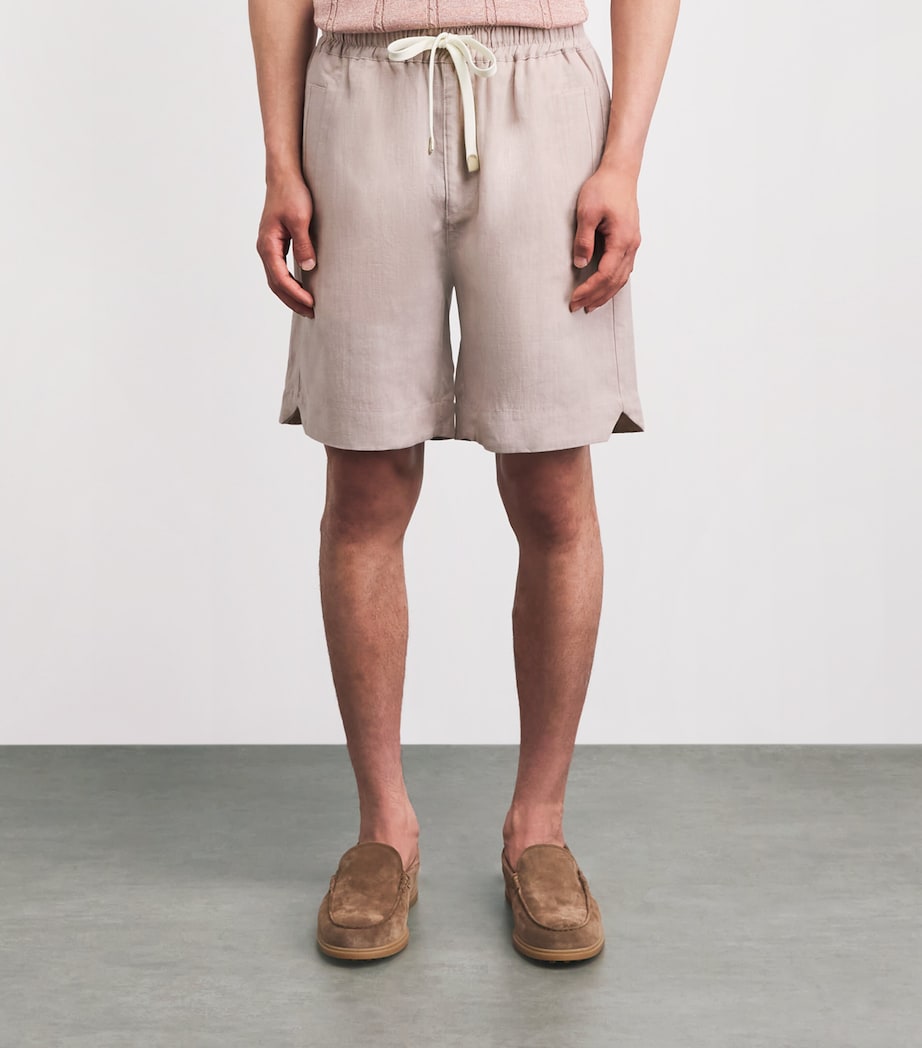 Eleventy Mens Linen Drawstring Bermuda Shorts Cipria Image 4