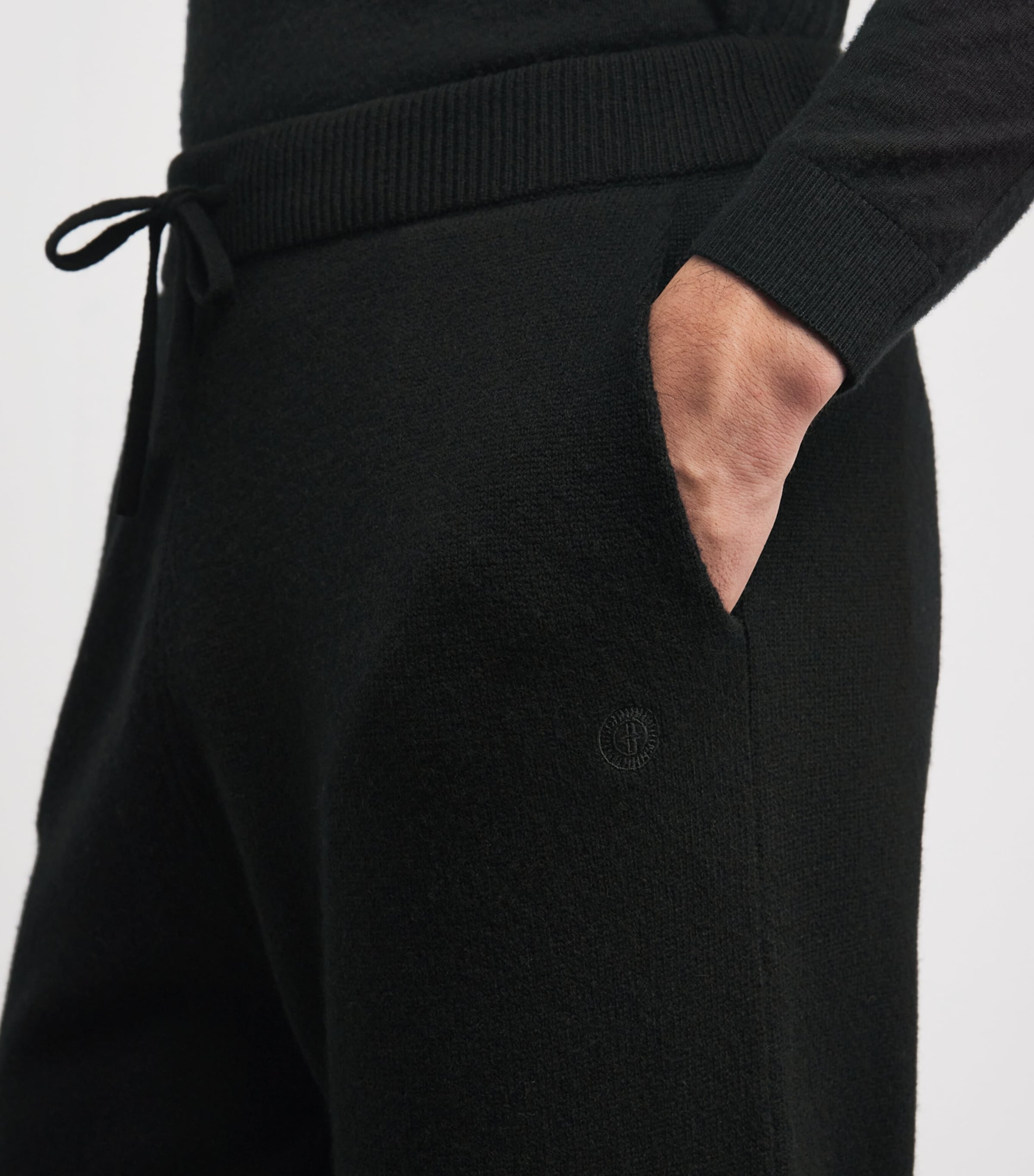 Harrods Mens Cashmere Sweatpants Black Image 6