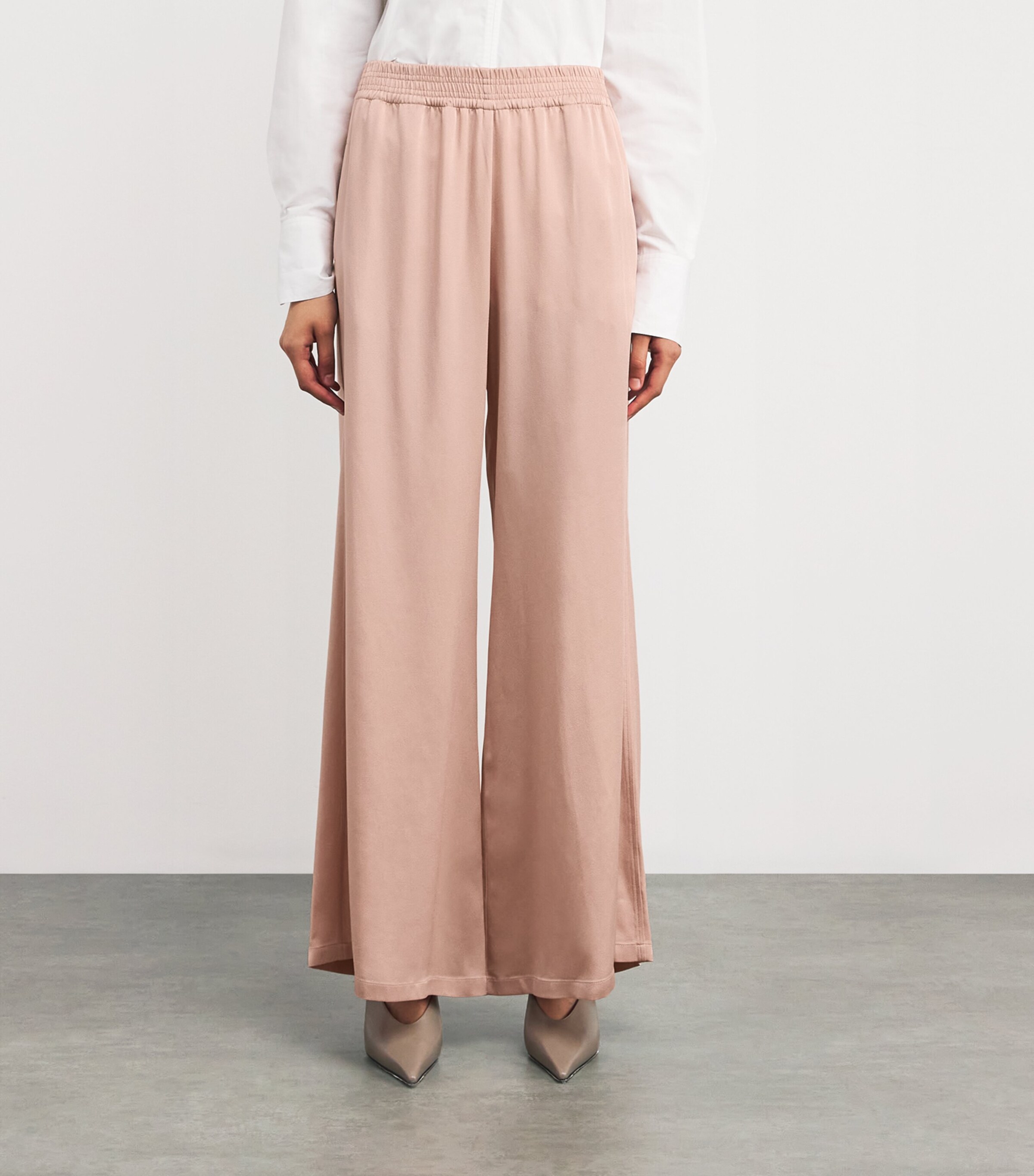 Fabiana Filippi Womens Satin Wide-Leg Trousers Rosa Creta Image 3