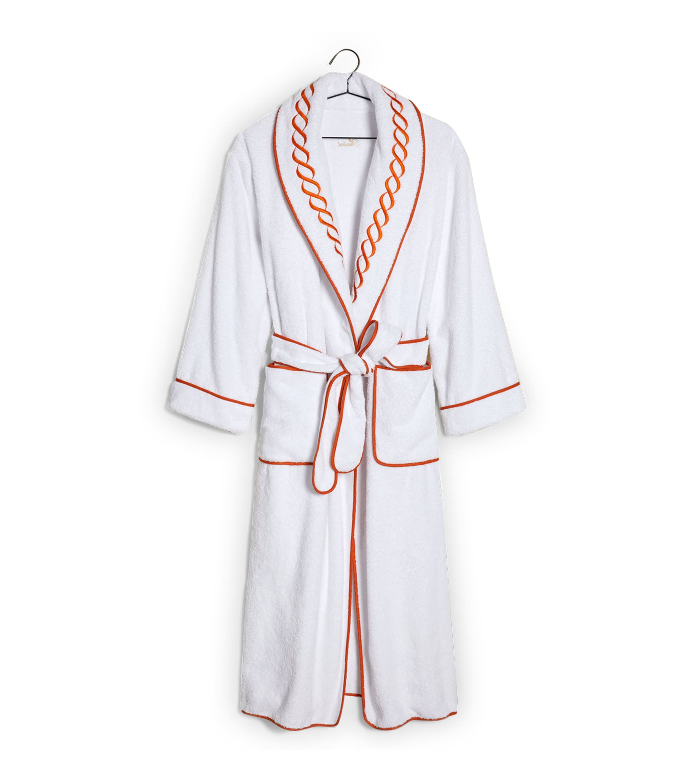 Cotton Treccia Bathrobe (Large) WHITE/ORANGE Image 3