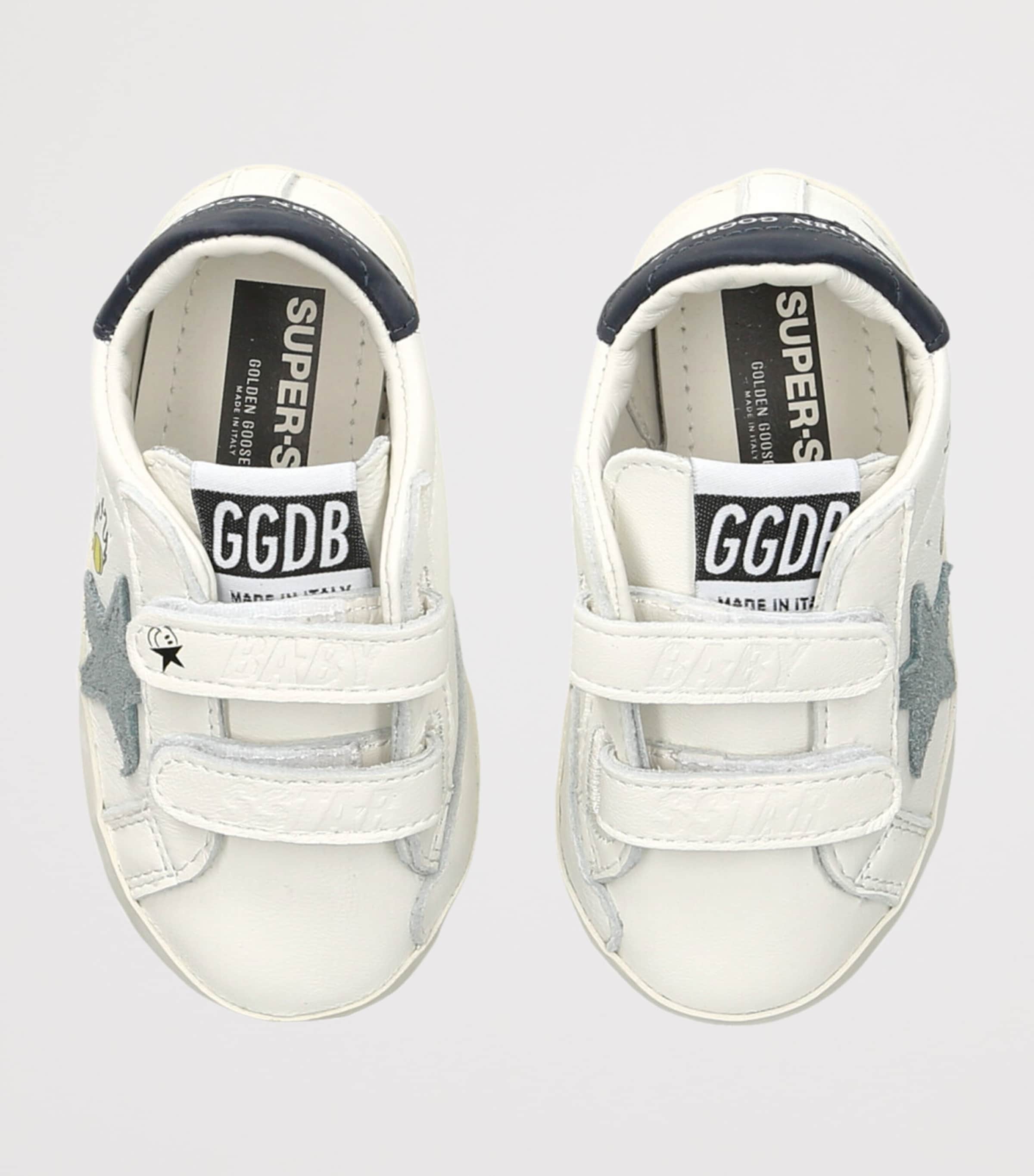 Leather Baby School Sneakers MID BLUE Image 4