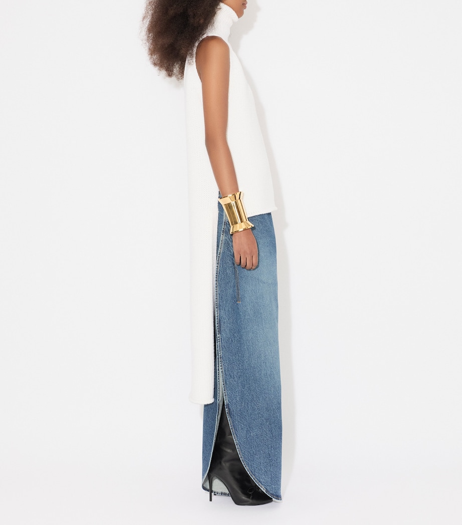 Side-Slit Round-Leg Jeans BLEU VINTAGE Image 4