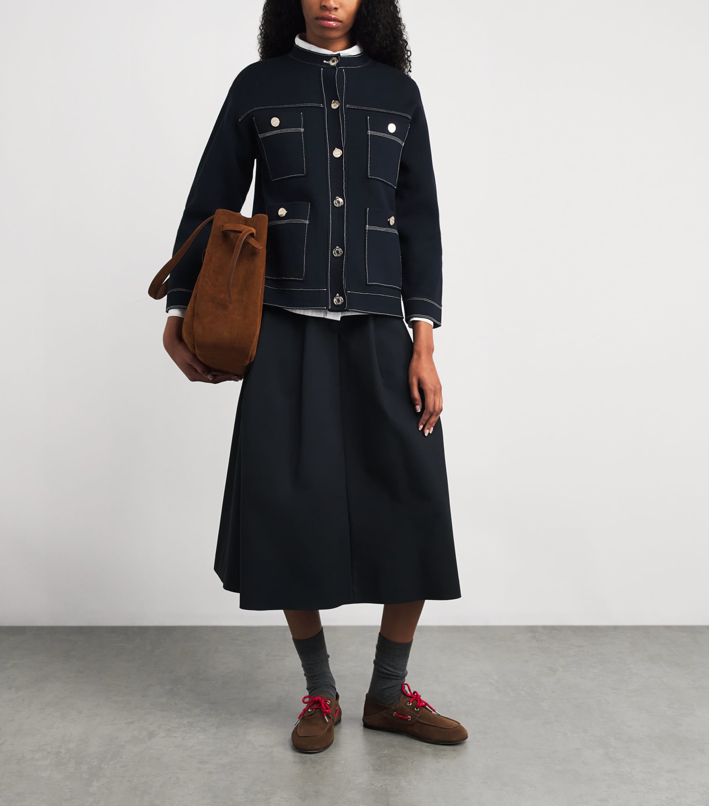 Topstitched Cardigan NAVY BLUE Image 2