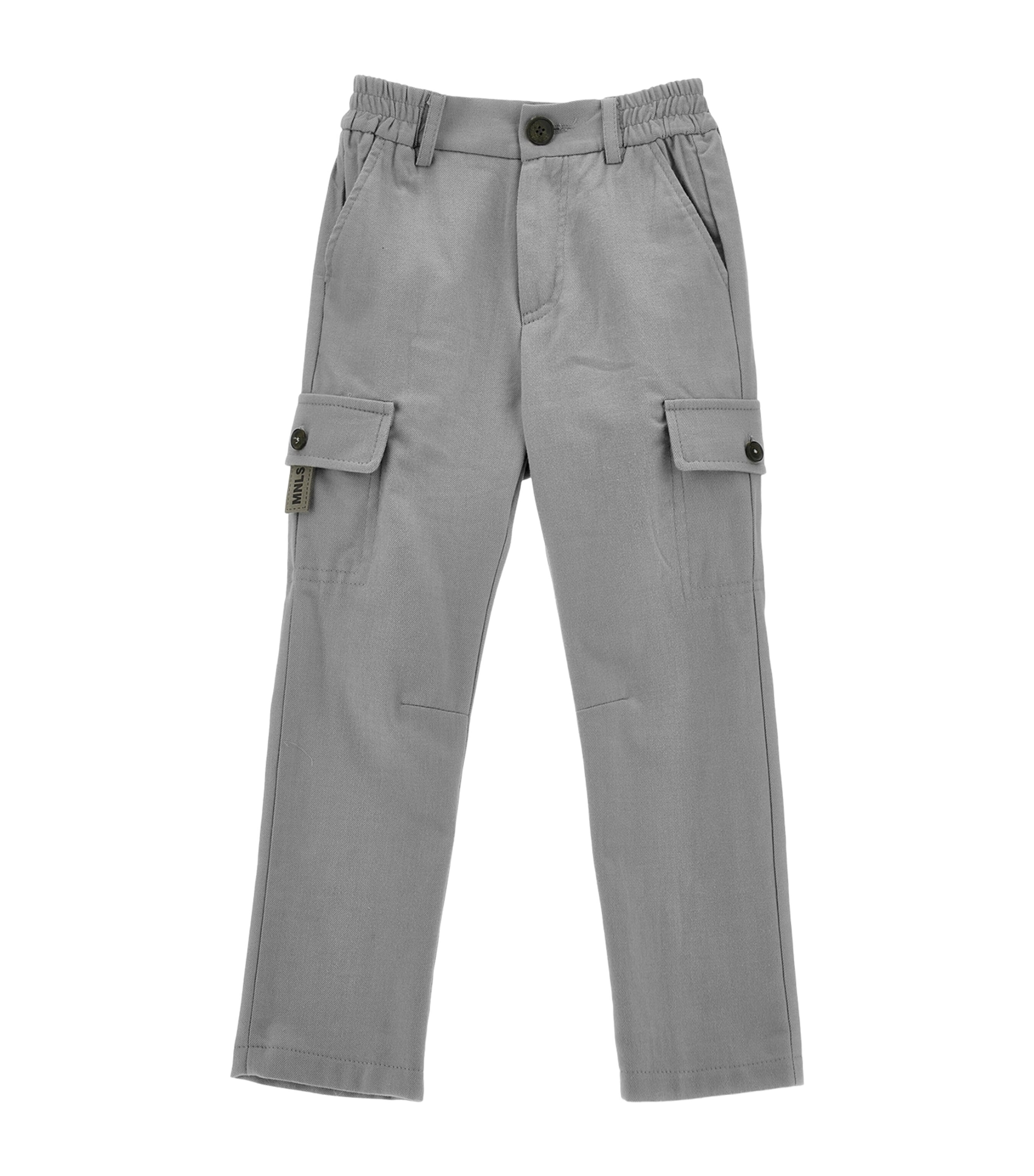 Monnalisa Kids' Flannel Cargo Trousers In Grey