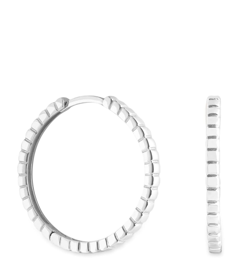 Astrid & Miyu White Gold Ridged Hoop Earrings White Gold Image 1