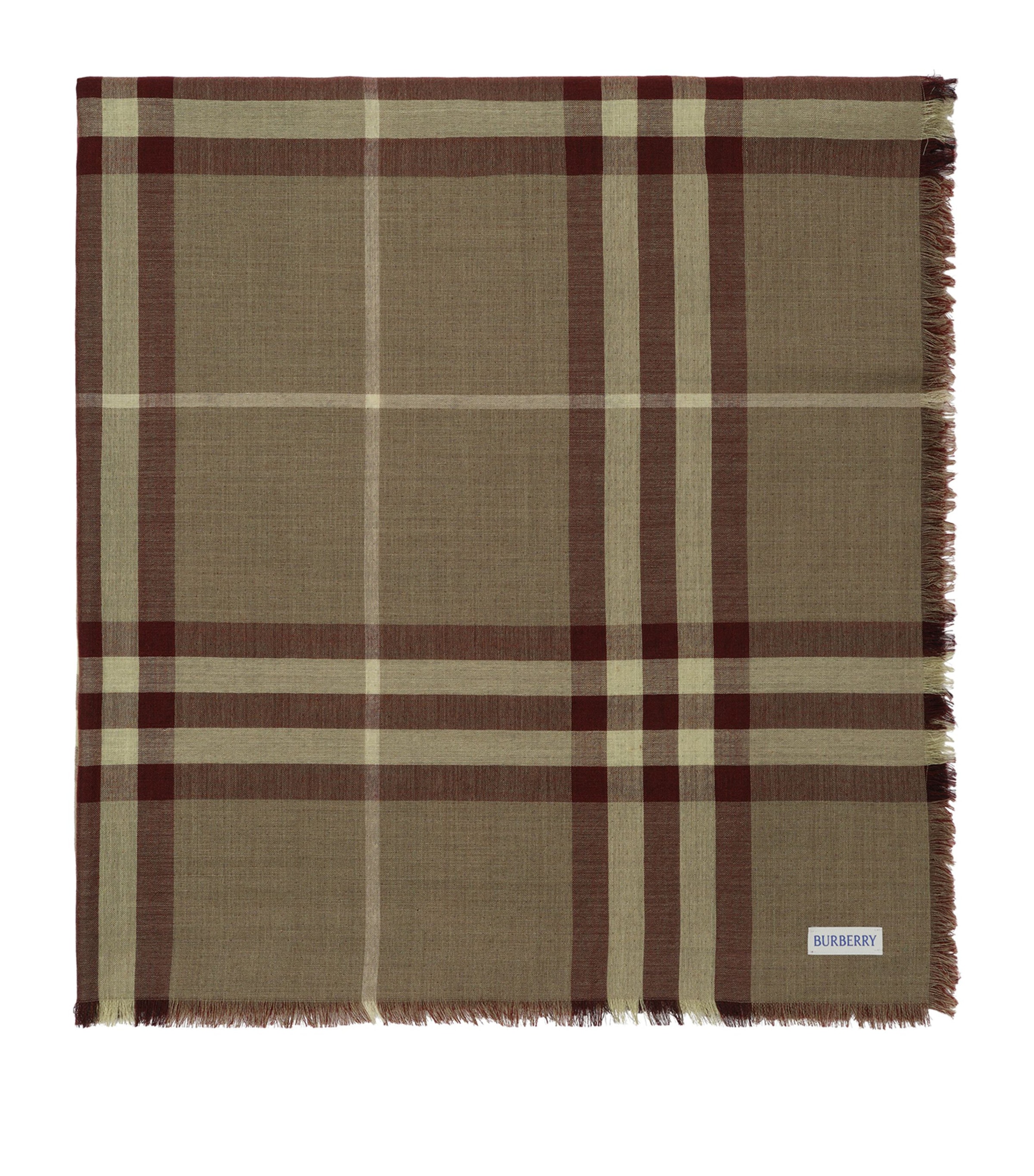 Burberry Wool-Silk Reversible Check Scarf Vineyard Red Check Image 1