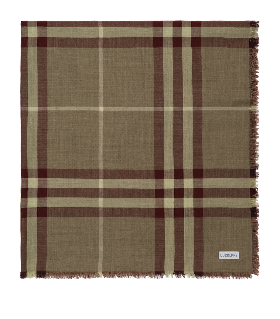 Burberry Wool-Silk Reversible Check Scarf Vineyard Red Check Image 1
