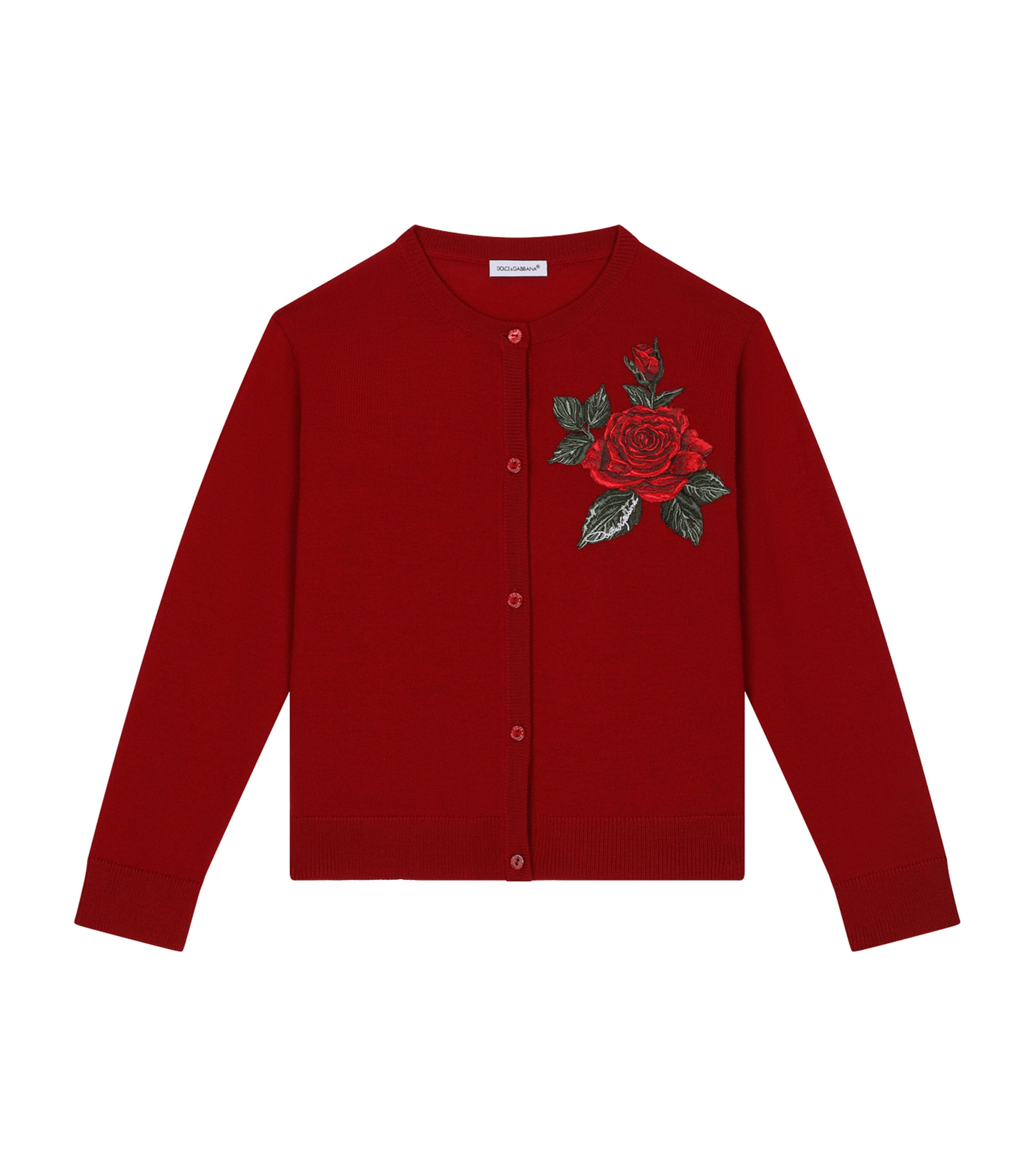 Dolce & Gabbana Rose Patch Crew Neck Cardigan
