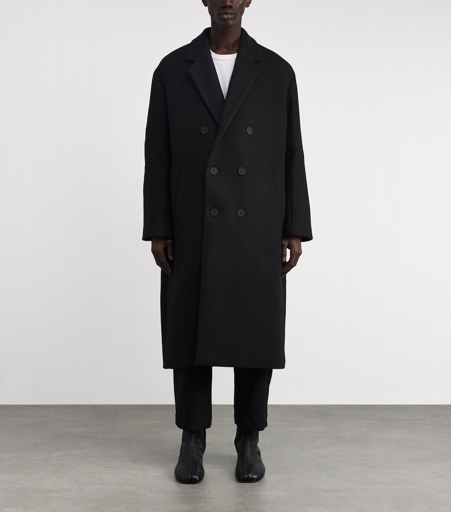 Wool-Blend Double-Breasted Diall Overcoat BLACK Image 3