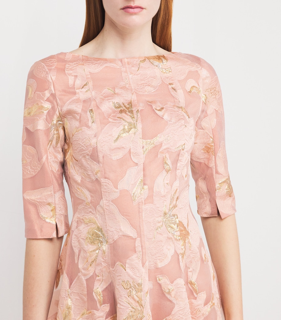 Talbot Runhof Womens Embroidered Floral Midi Dress Marble Image 4