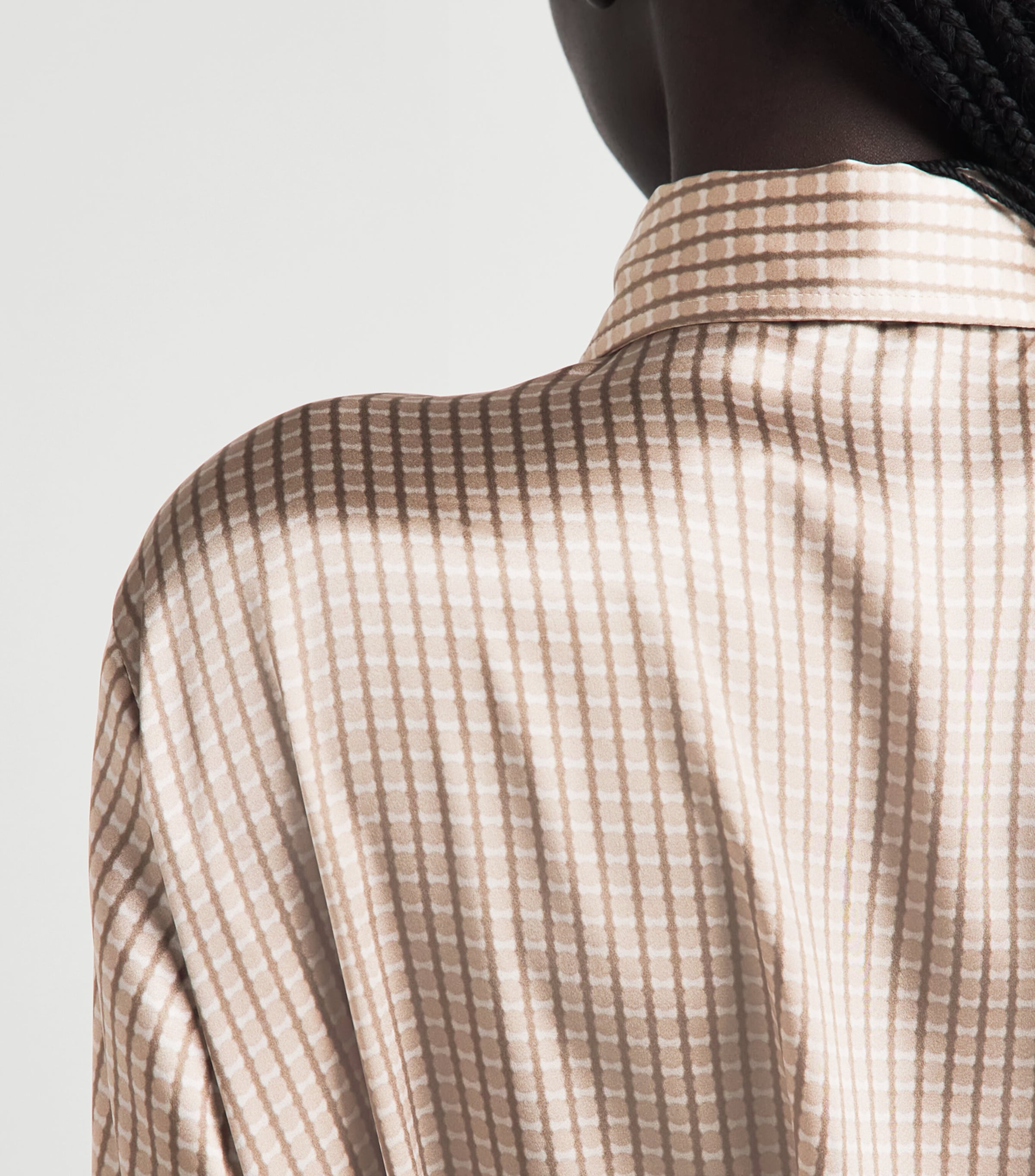 Kiton Womens Silk Printed Maxi Shirt Dress Light Brown Print Image 5