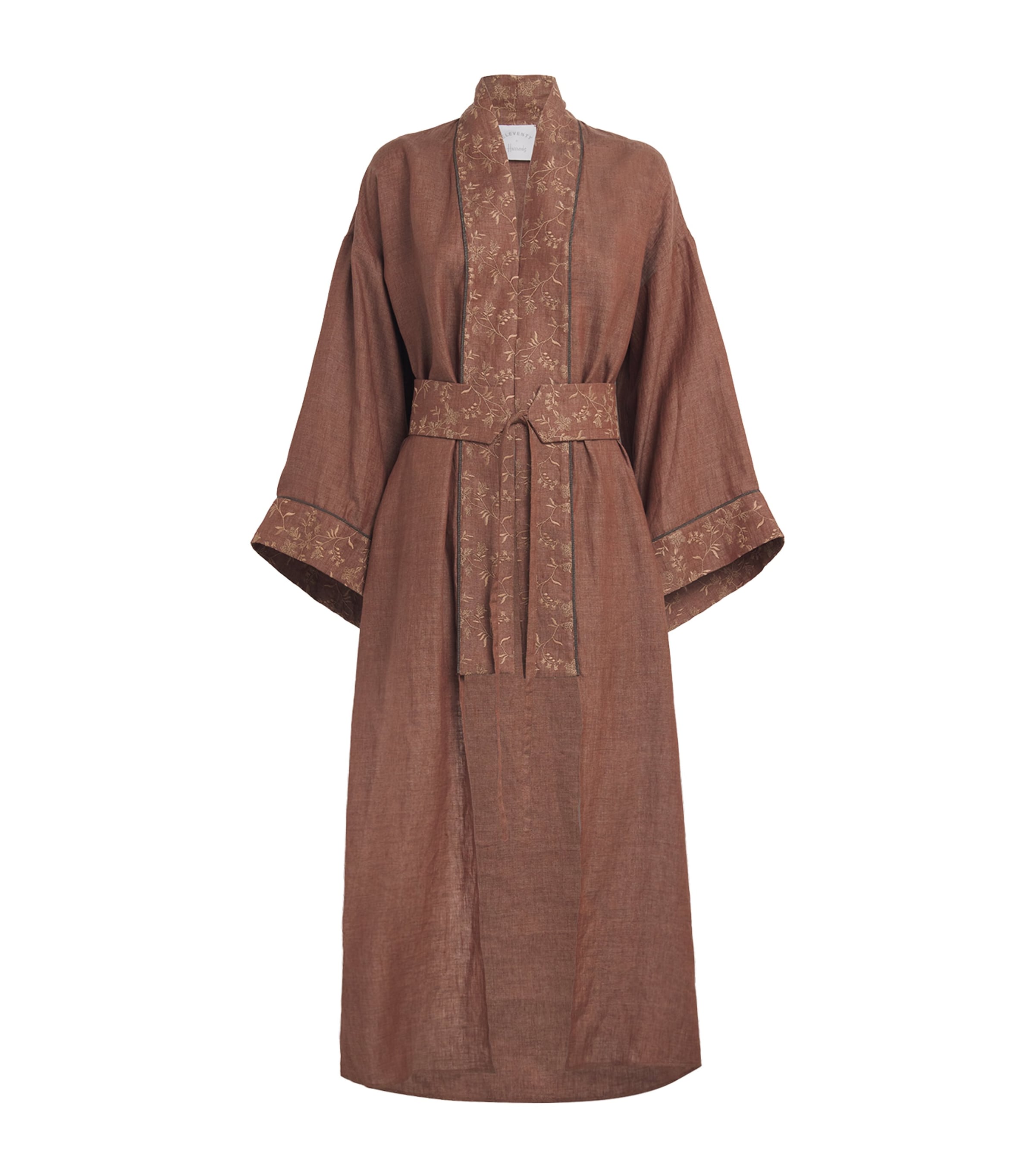Eleventy x Harrods Linen Embroidered Kimono | Women Clothing | Nightwear | Dressing Gowns | Loungewear | Lounge Bottoms | Designers | Eleventy