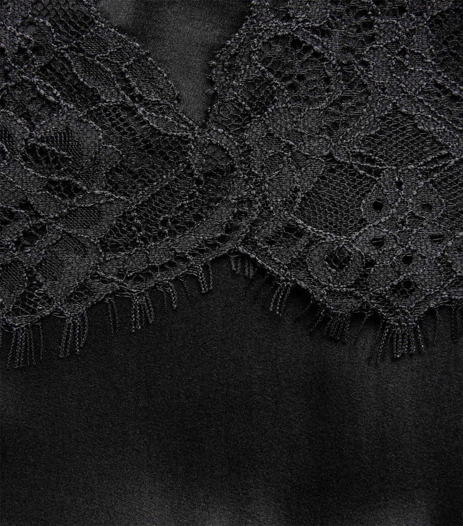 Skims Womens Silk-Blend Lace Mini Slip Dress Onyx Image 4