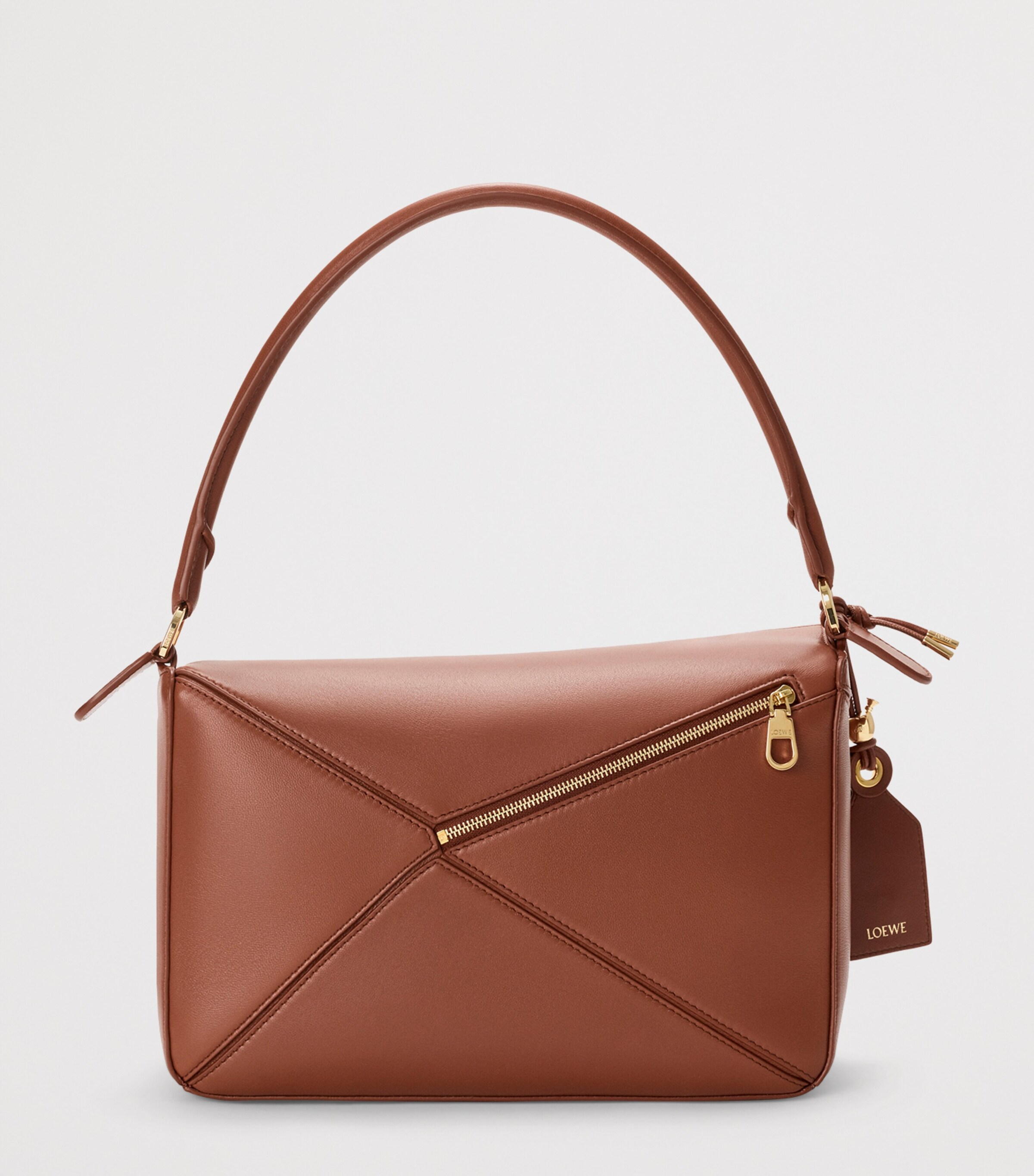 LOEWE Womens Medium Leather Featherlight Puzzle Top-Handle Bag Pecan Image 5