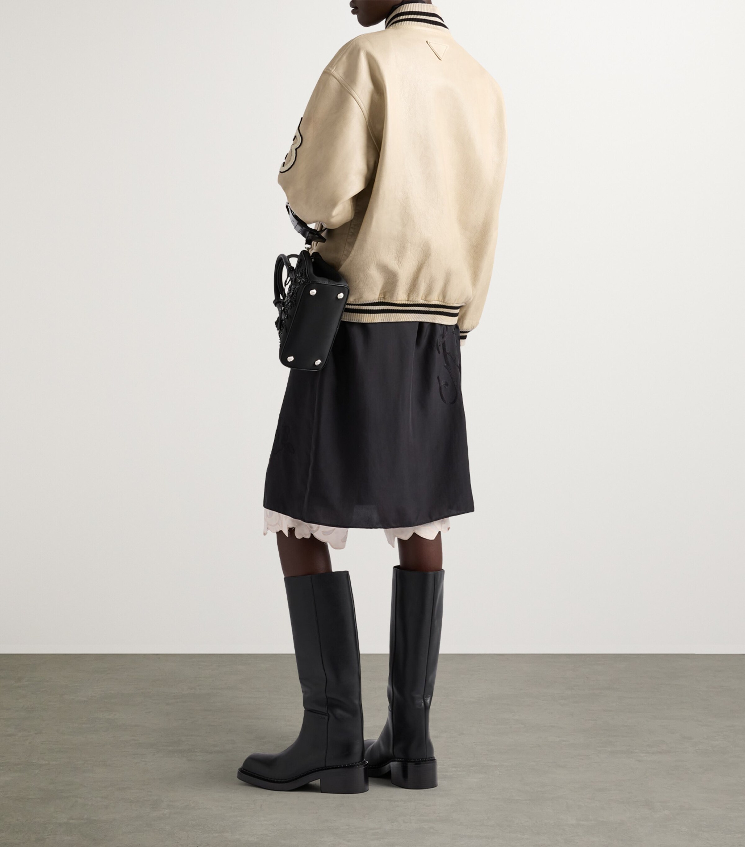 Leather Bomber Jacket F0304 Image 4