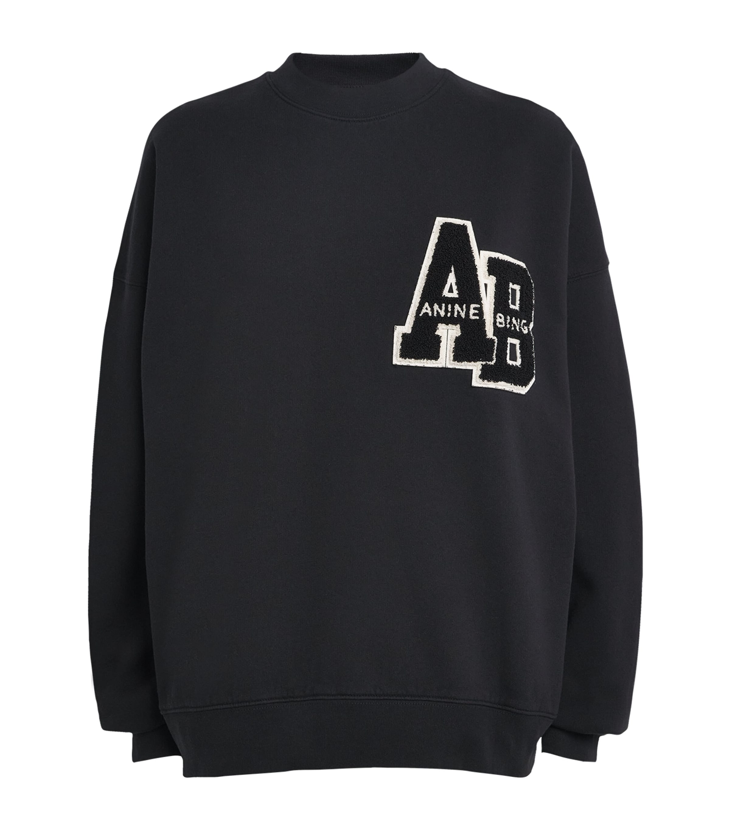 Anine Bing Oversized Cotton Logo Sweatshirt In Black