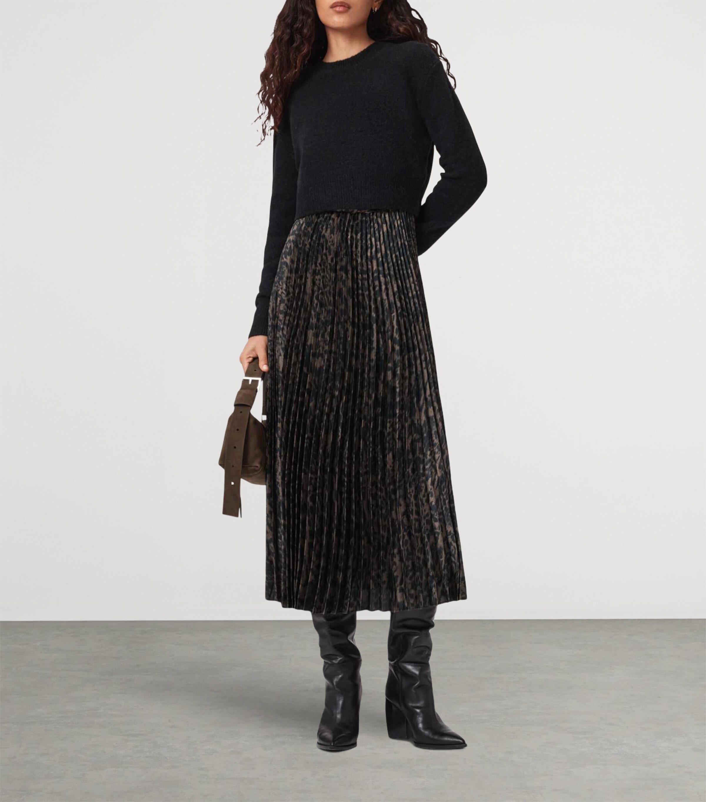 2-In-1 Evia Midi Dress BLACK/FANGO GREEN Image 3