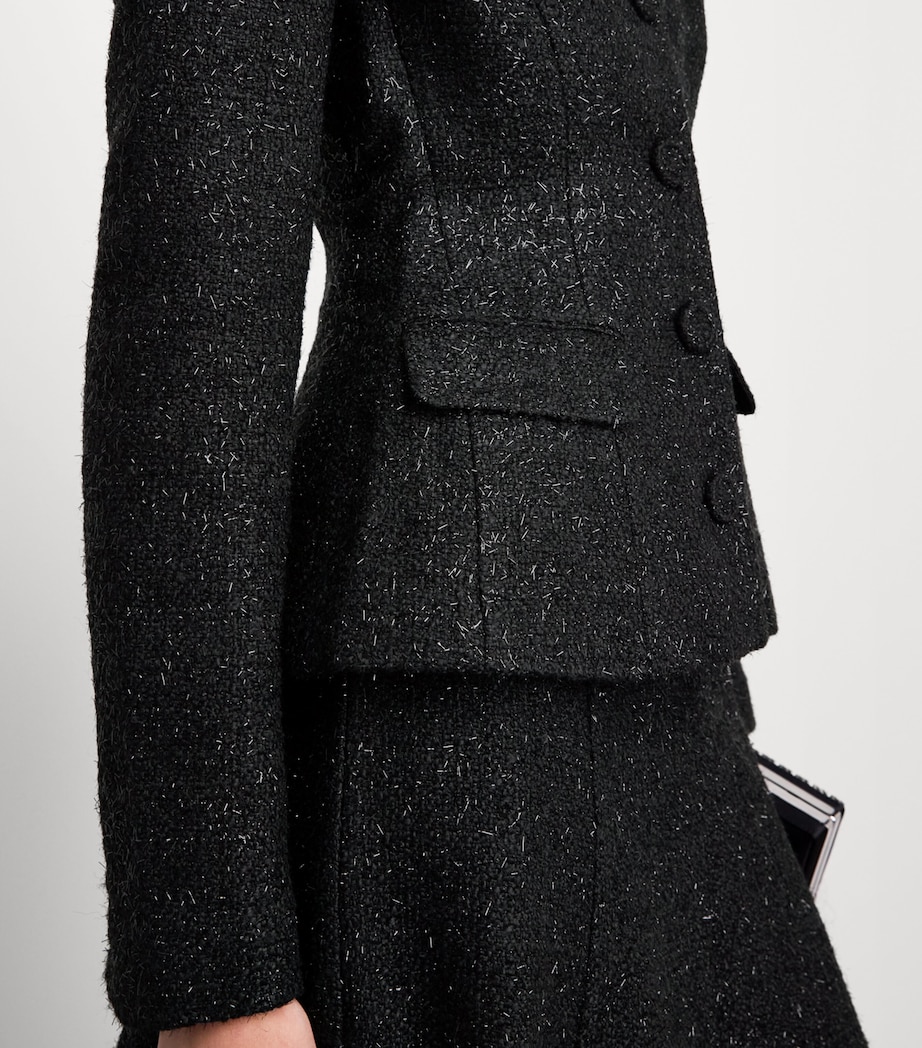 Self-Portrait Womens Metallic Bouclé Midi Dress Black Image 3