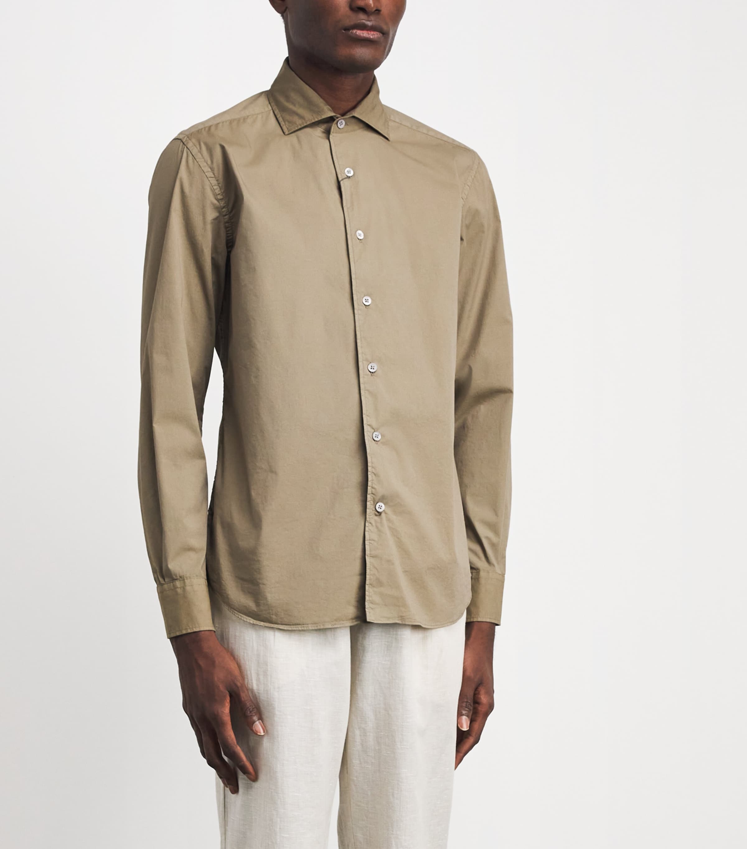 Corneliani Mens Cotton-Blend Shirt Brown Image 4
