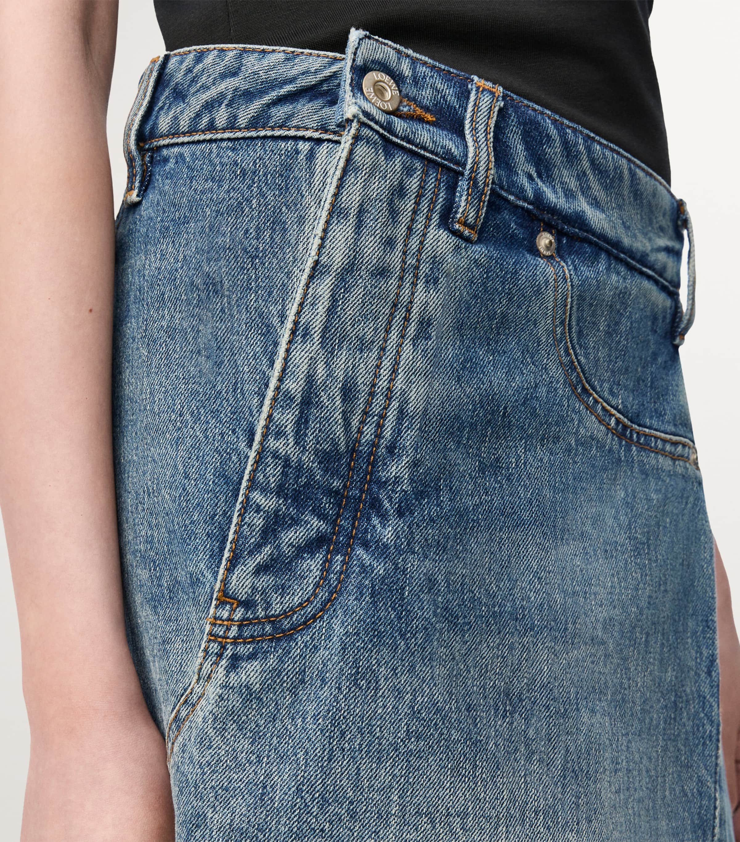 LOEWE Deconstructed Denim Skirt | Harrods UK