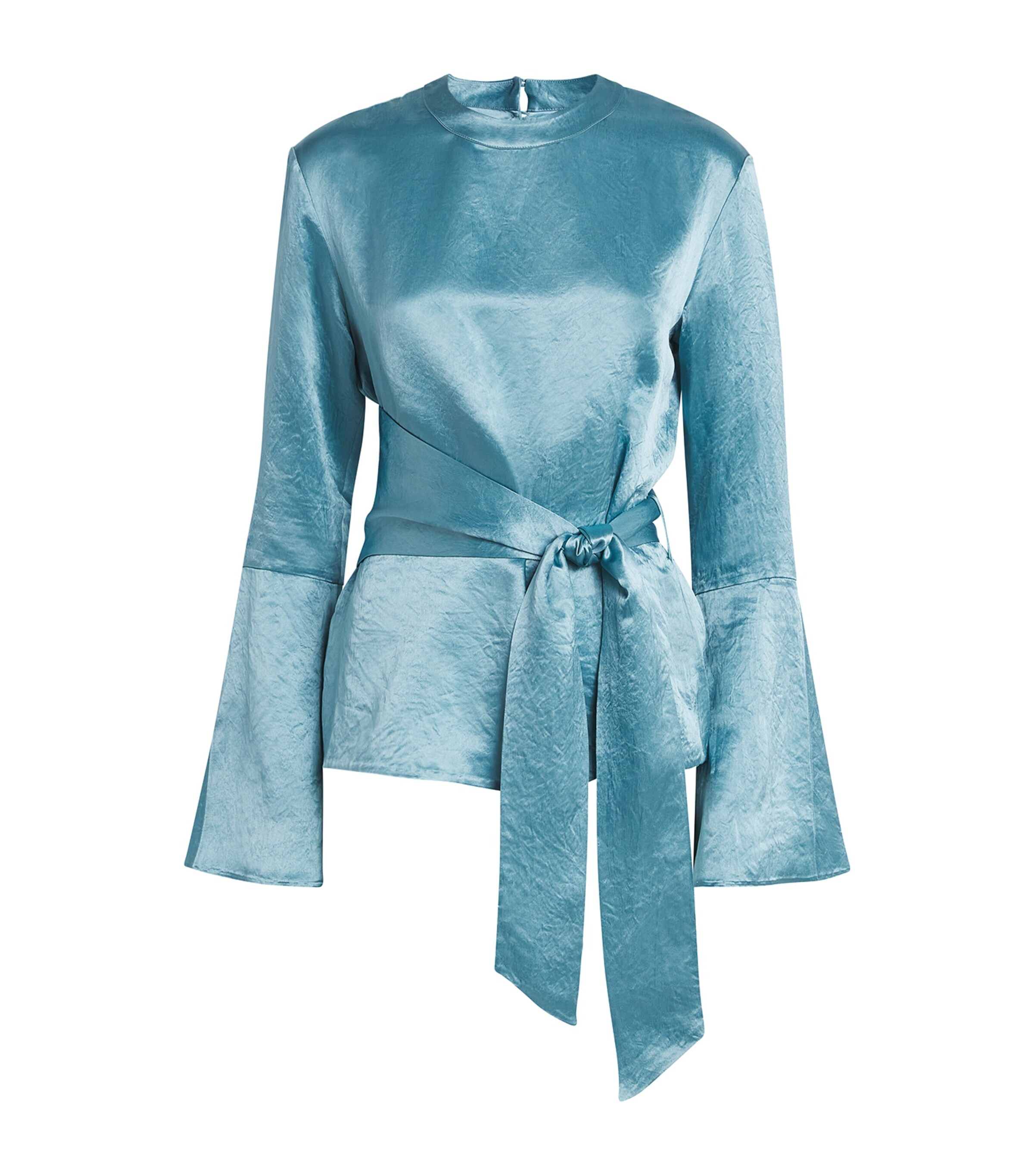 Nanushka Ilon Belted Blouse In Blue