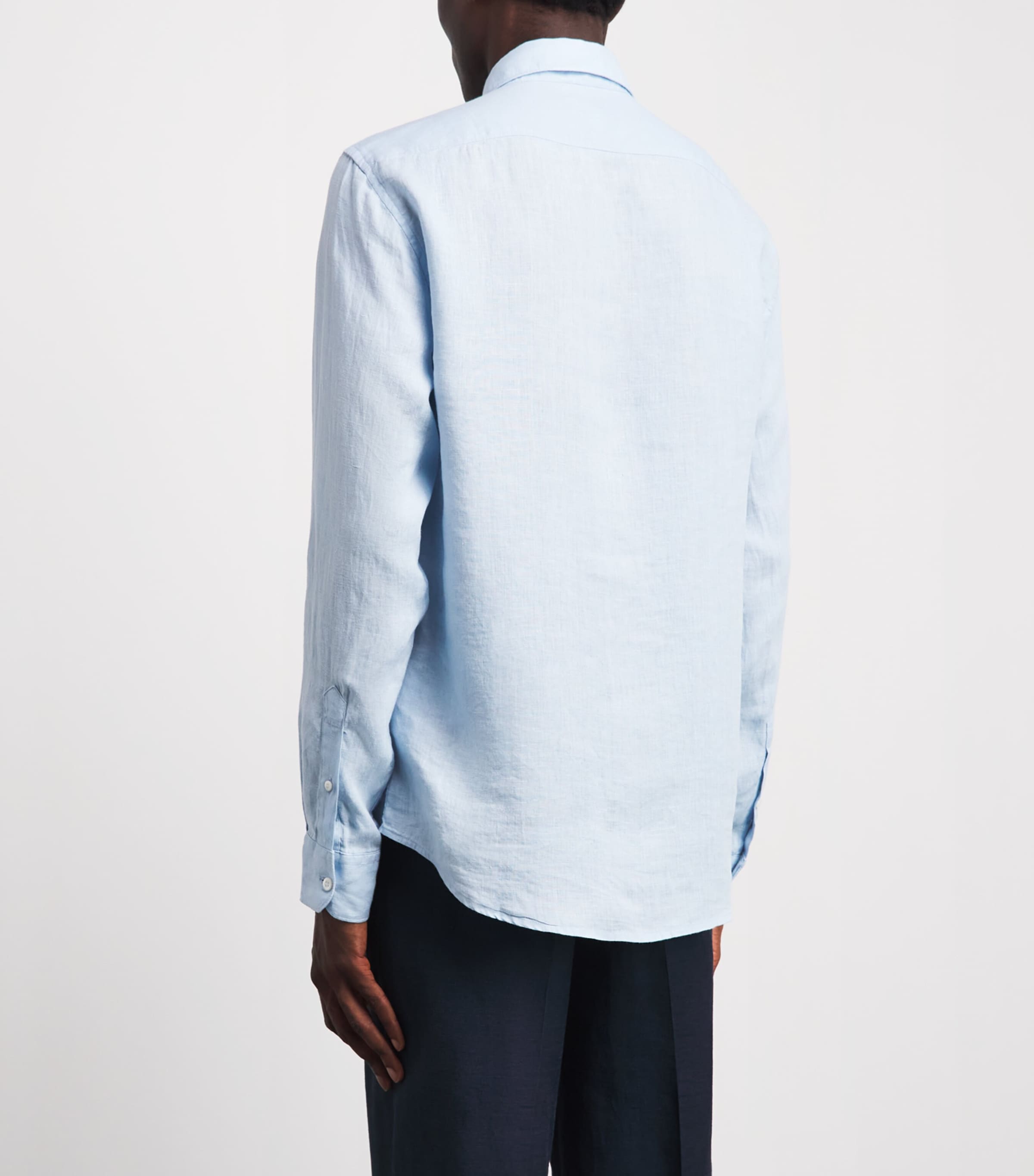 Sunspel Mens Linen Shirt Buwg Light Blue Image 5