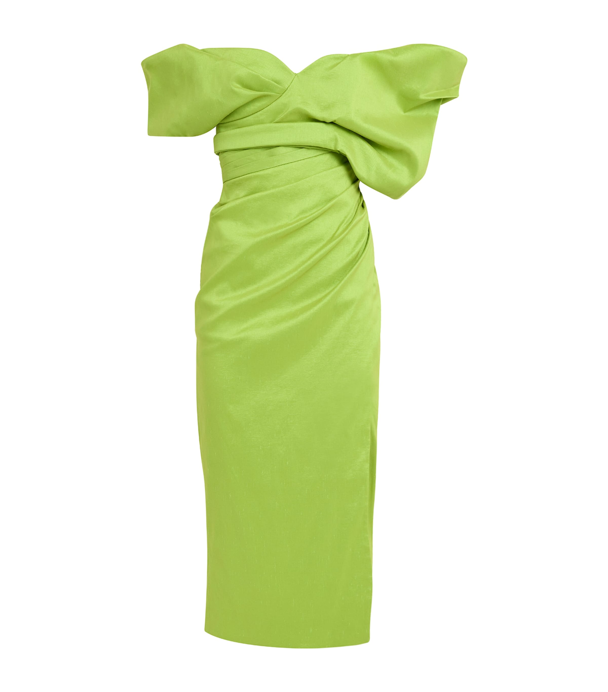 green off shoulder midi dress ZARA Forest Green Off-the-Shoulder Midi Bodycon Dress