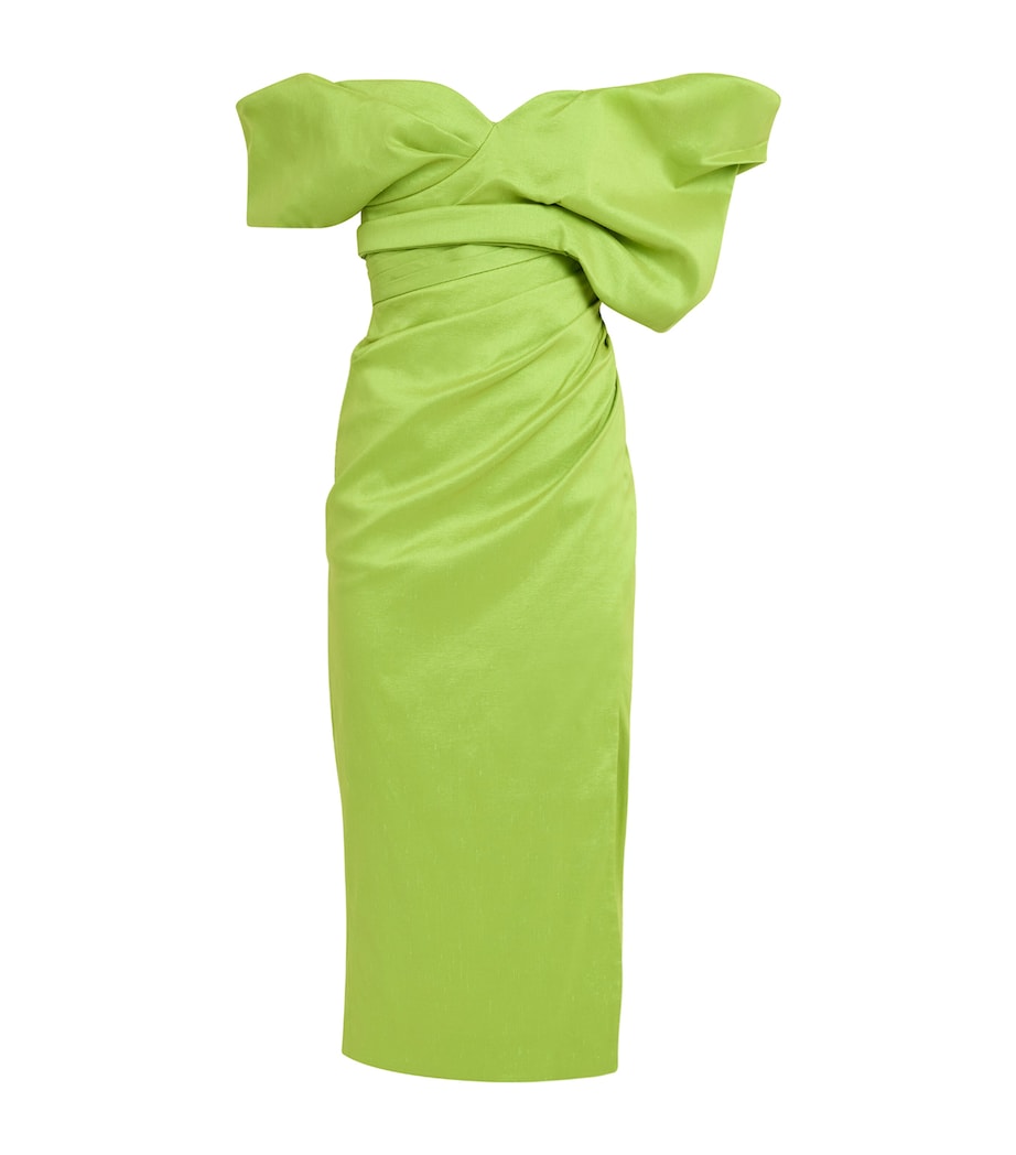Rachel Gilbert Green Off-The-Shoulder Midi Dress | Harrods US Rachel Gilbert Green Off-The-Shoulder Midi Dress | Harrods US
