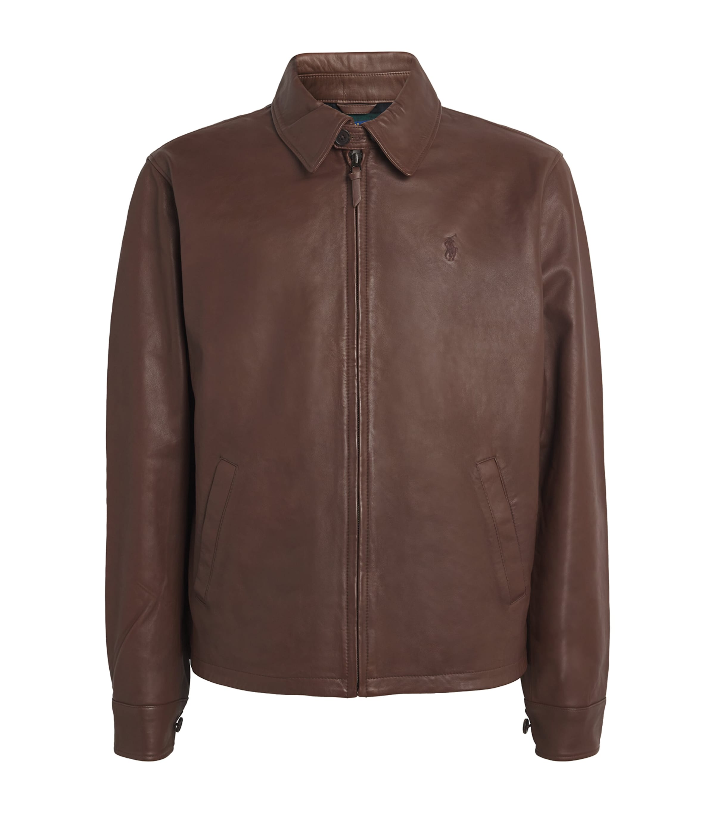 Polo ralph lauren brown leather jacket best sale