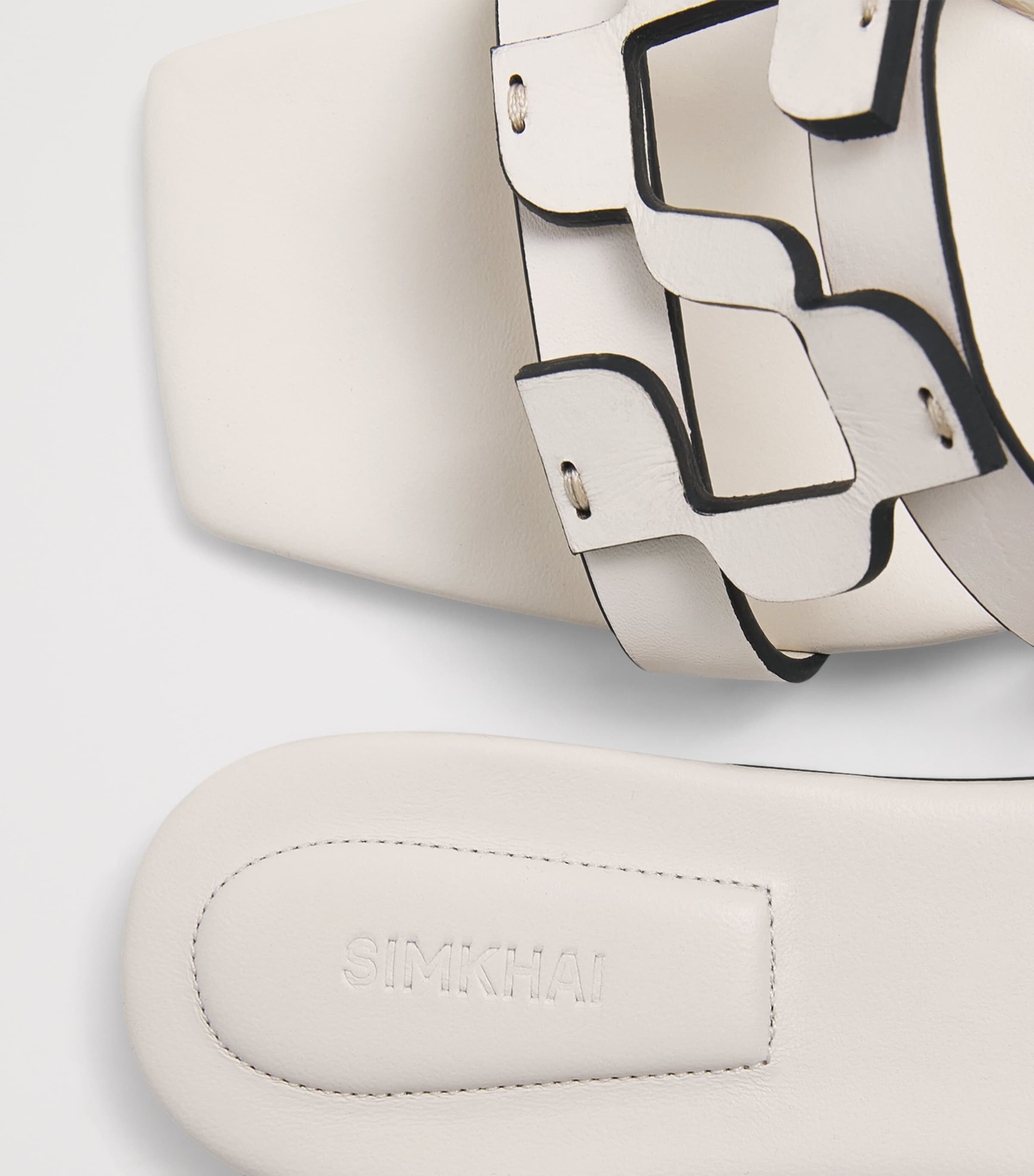 Leather Monogram Slides IVORY Image 7