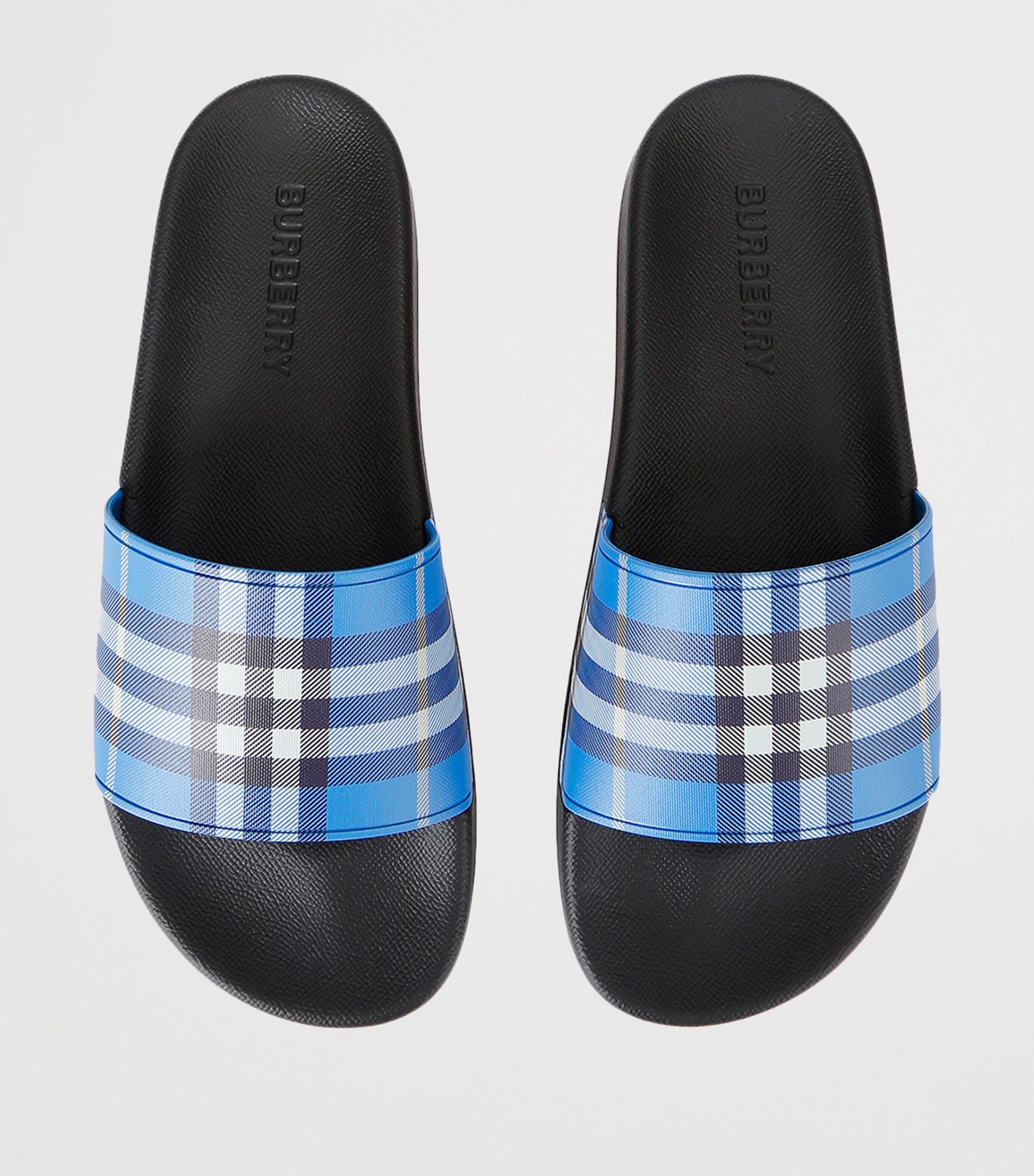 Burberry Check Slides Blue Other Image 4
