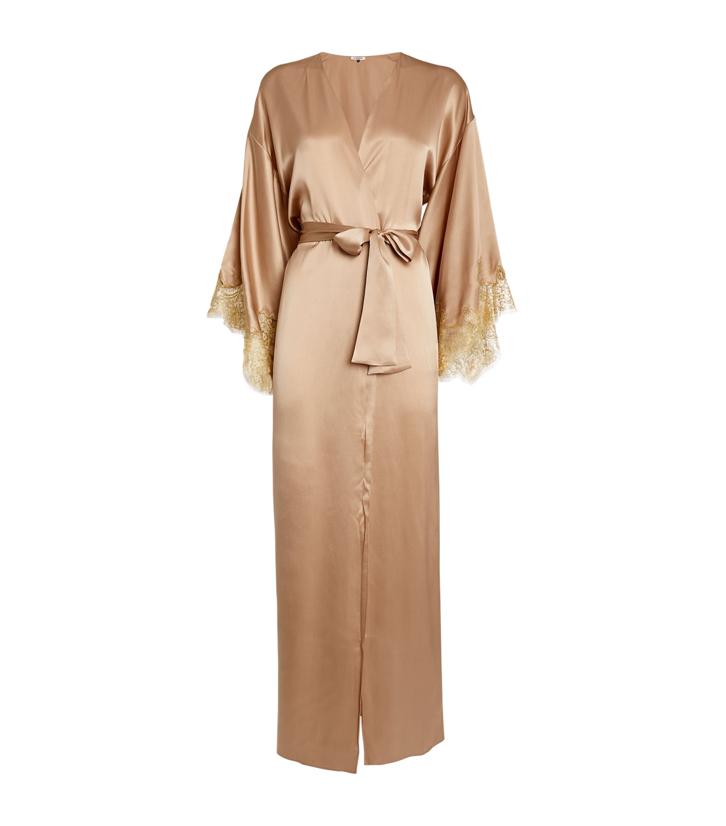 Shop Gilda & Pearl Silk Gina Long Robe In Beige