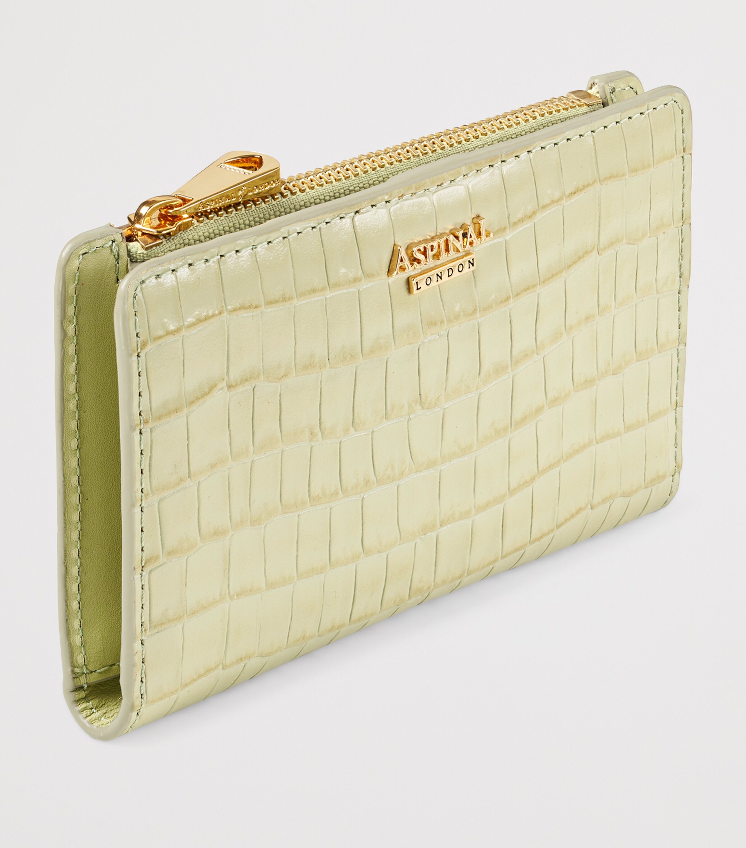 Aspinal Of London Croc-Embossed Leather Mayfair Wallet Pistachio Image 2
