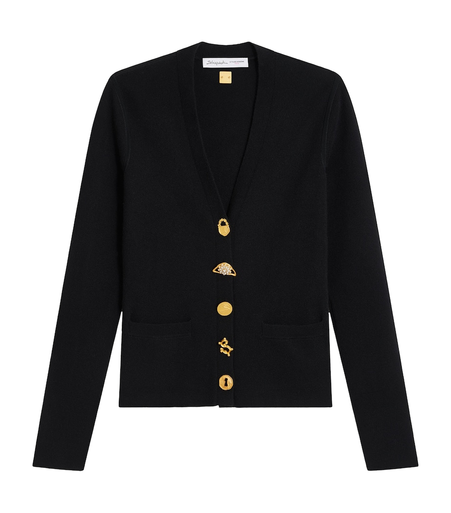 Schiaparelli Womens Cashmere-Blend Anatomy Cardigan Black Image 1