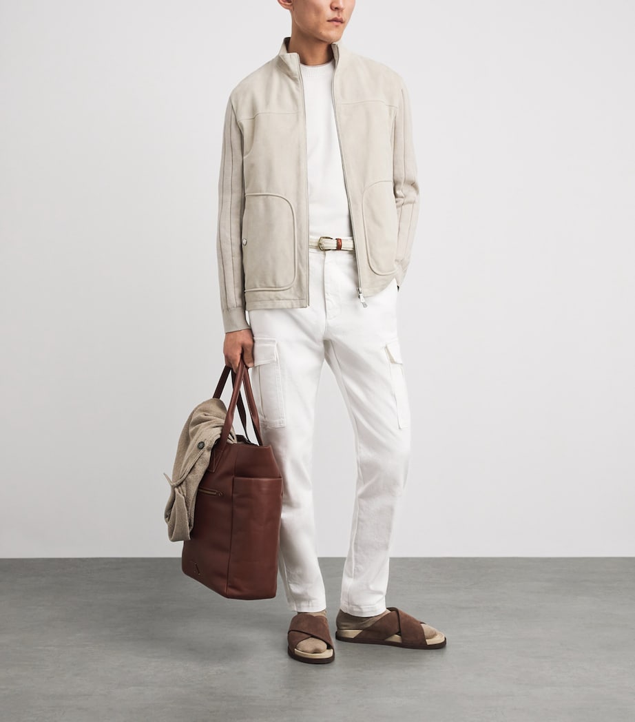 Eleventy Mens Stretch-Cotton Cargo Trousers Bianco Image 2