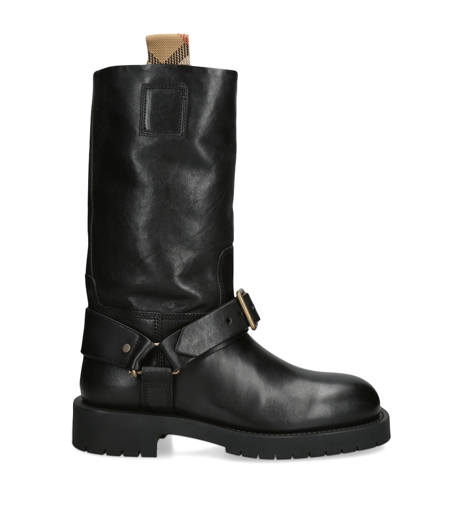 Leather Soft Saddle Boots BLACK Image 1
