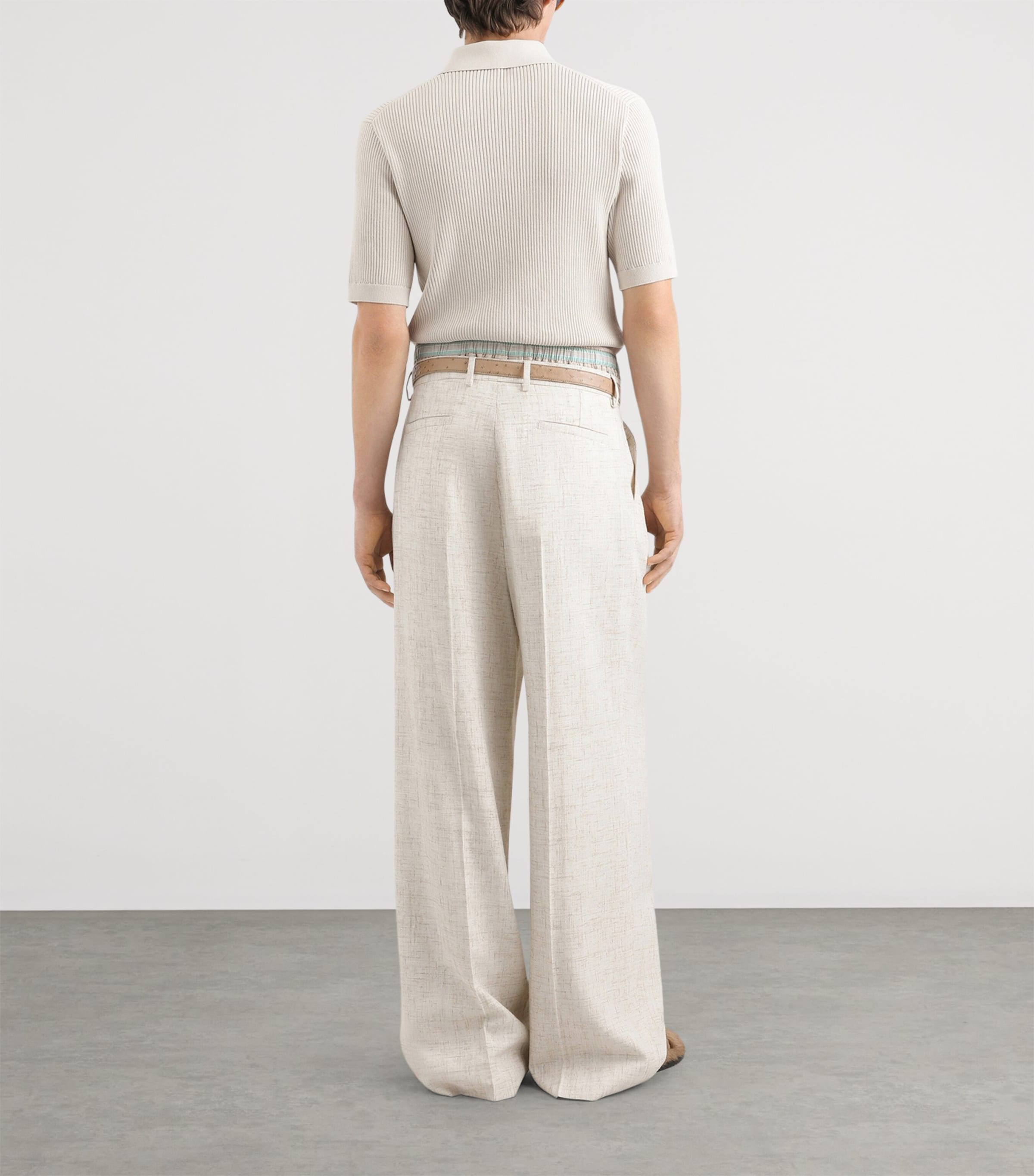 Dolce&Gabbana Mens Cotton Micro-Rib Polo Shirt Cream Image 3