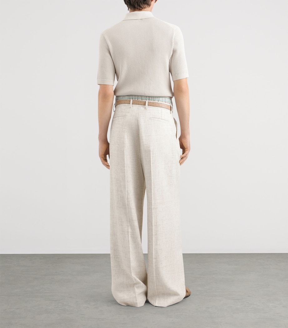 Dolce&Gabbana Mens Cotton Micro-Rib Polo Shirt Cream Image 3