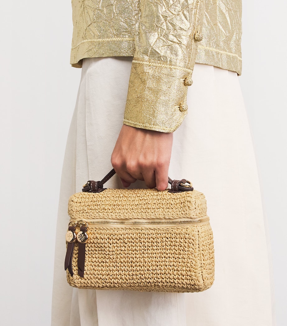 Tory Burch Raffia Romy Slim Top-Handle Bag Natural Image 4