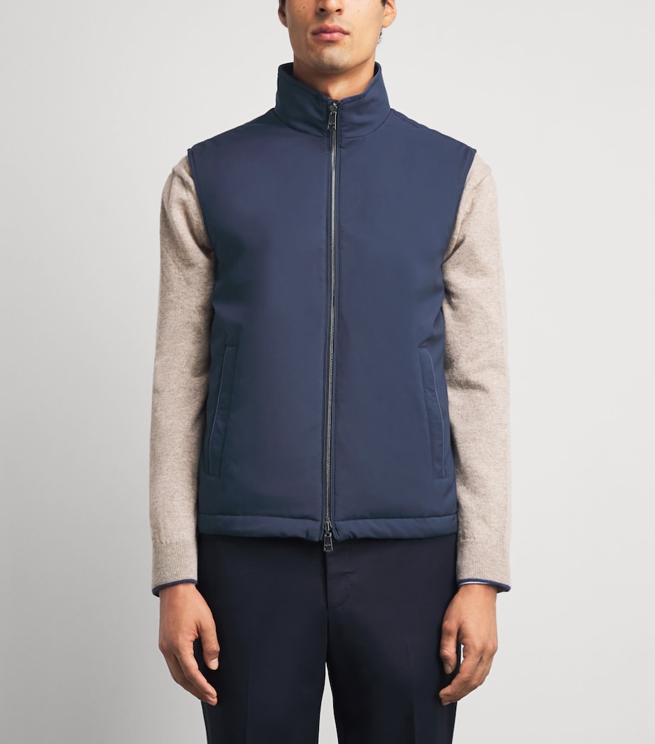 Paul & Shark Mens Padded Reversible Gilet Blue/ Cadet Blue Image 4