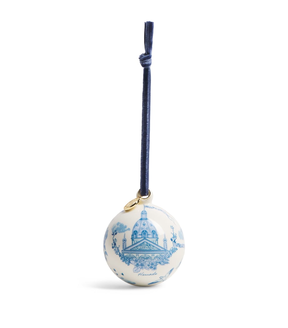 Harrods Fine China Blue Toile Bauble Blue Image 1