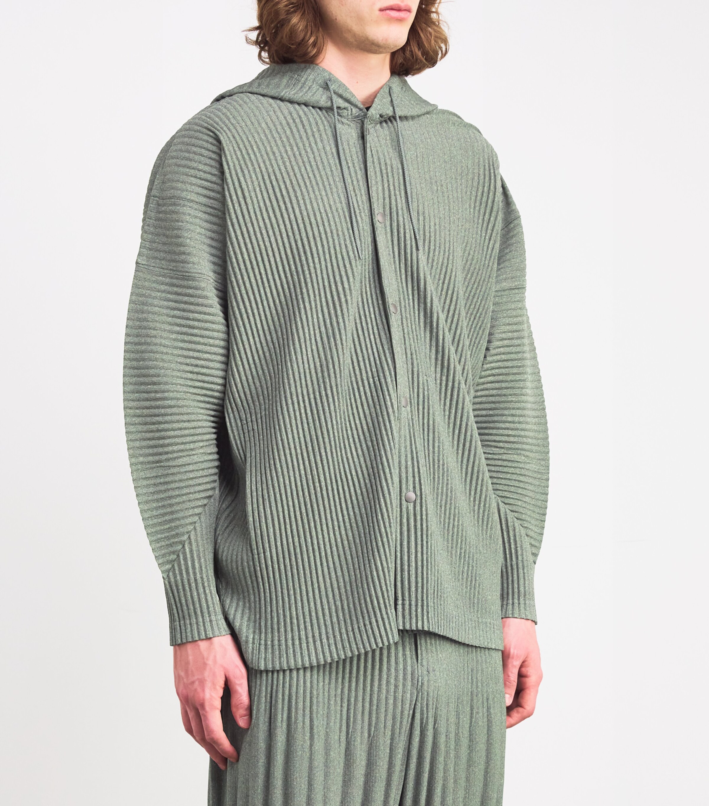 Homme Plissé Issey Miyake Green Heather Pleats Hoodie | Harrods US